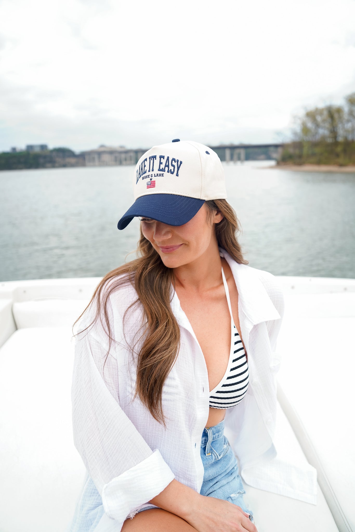 Lake it Easy - Navy Vintage Trucker Hat - Shop LINNY CO
