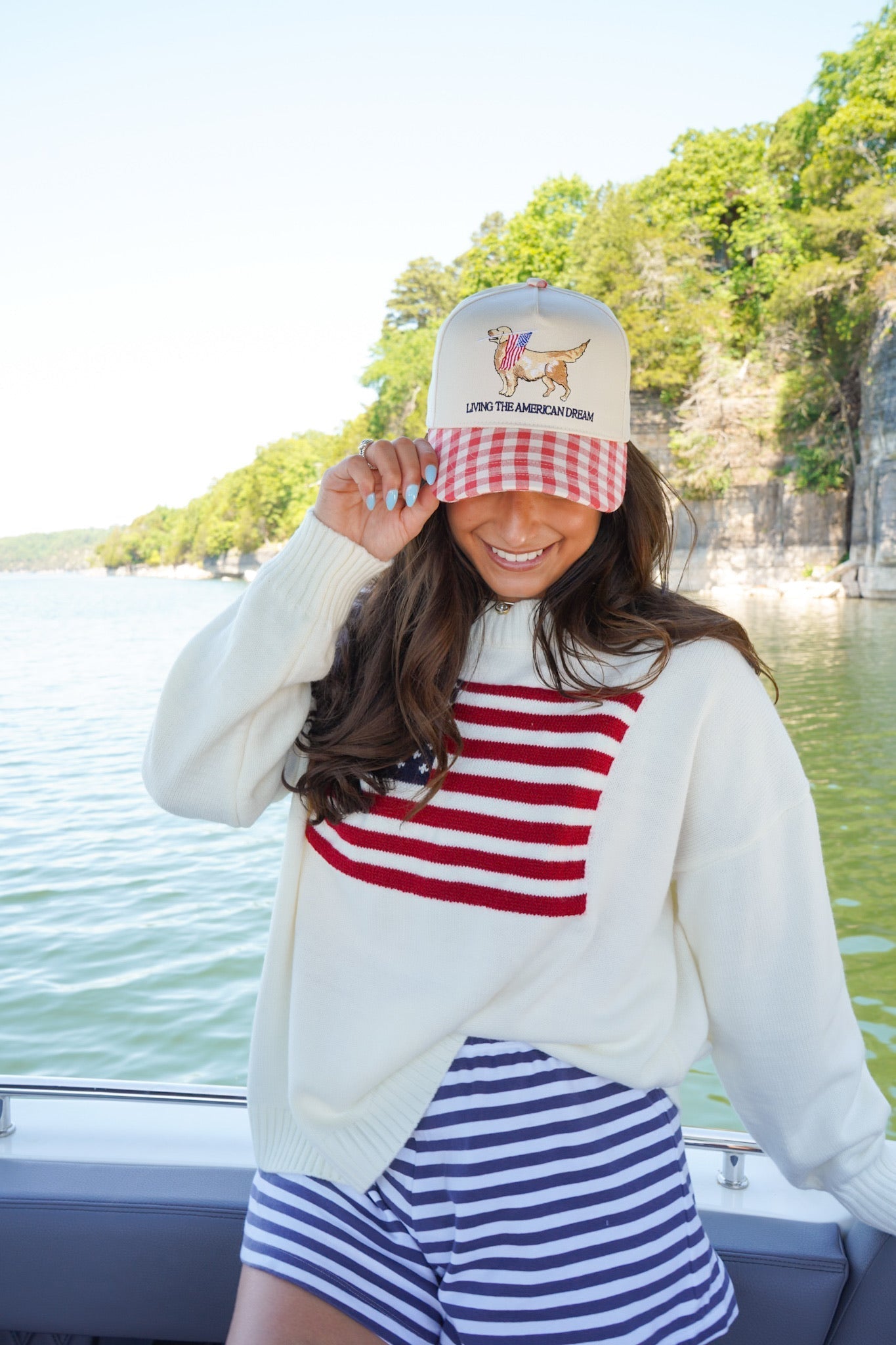Living The American Dream - Red Gingham Hat - Shop LINNY CO