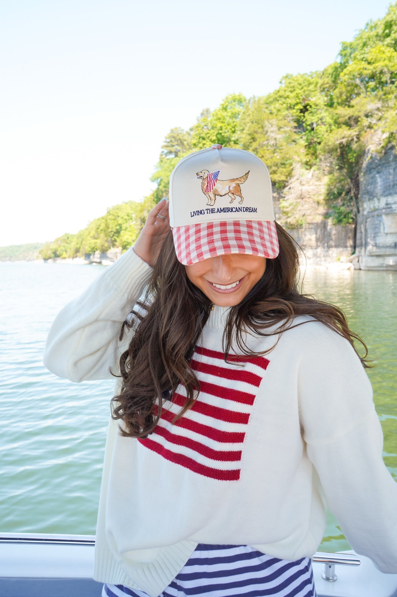 Living The American Dream - Red Gingham Hat - Shop LINNY CO