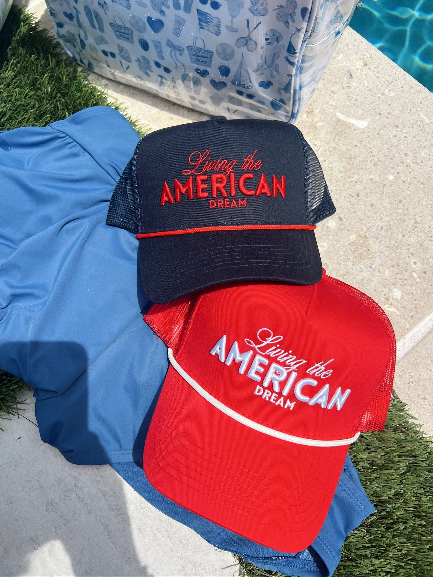 Living the American Dream - Red Vintage Trucker Hat - Shop LINNY CO