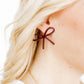 Lola Bow Earrings - Maroon - Shop LINNY CO