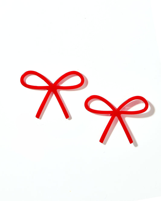 Lola Bow Earrings - True Red - Shop LINNY CO