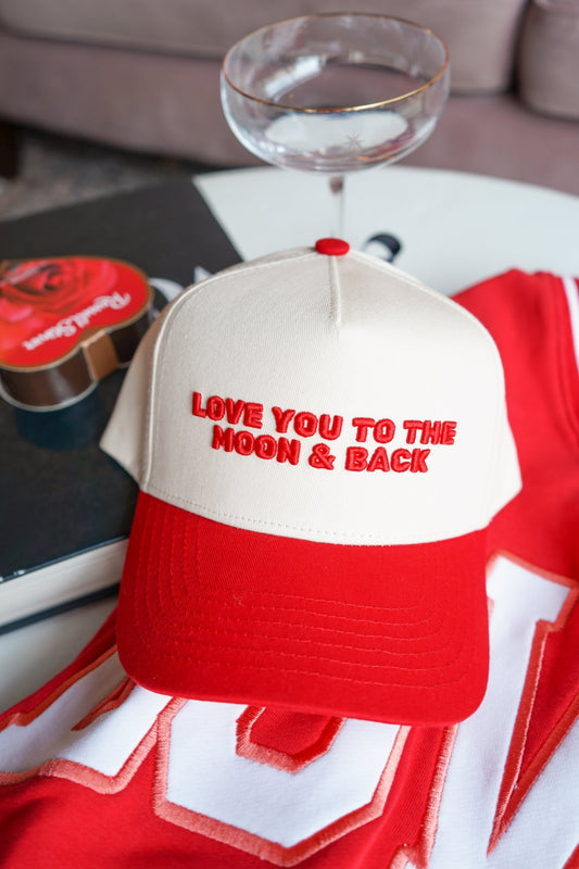 Love you to the Moon - Red Vintage Trucker Hat - Shop LINNY CO
