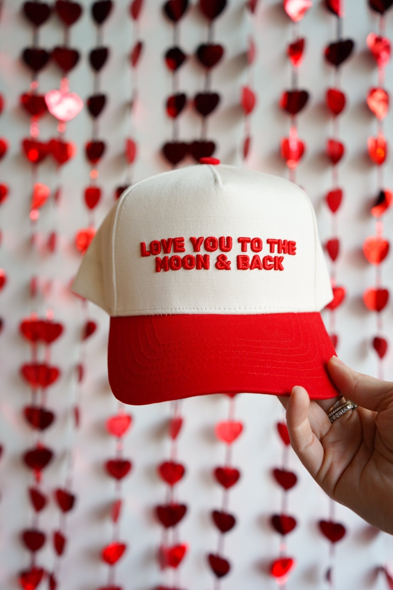 Love you to the Moon - Red Vintage Trucker Hat - Shop LINNY CO