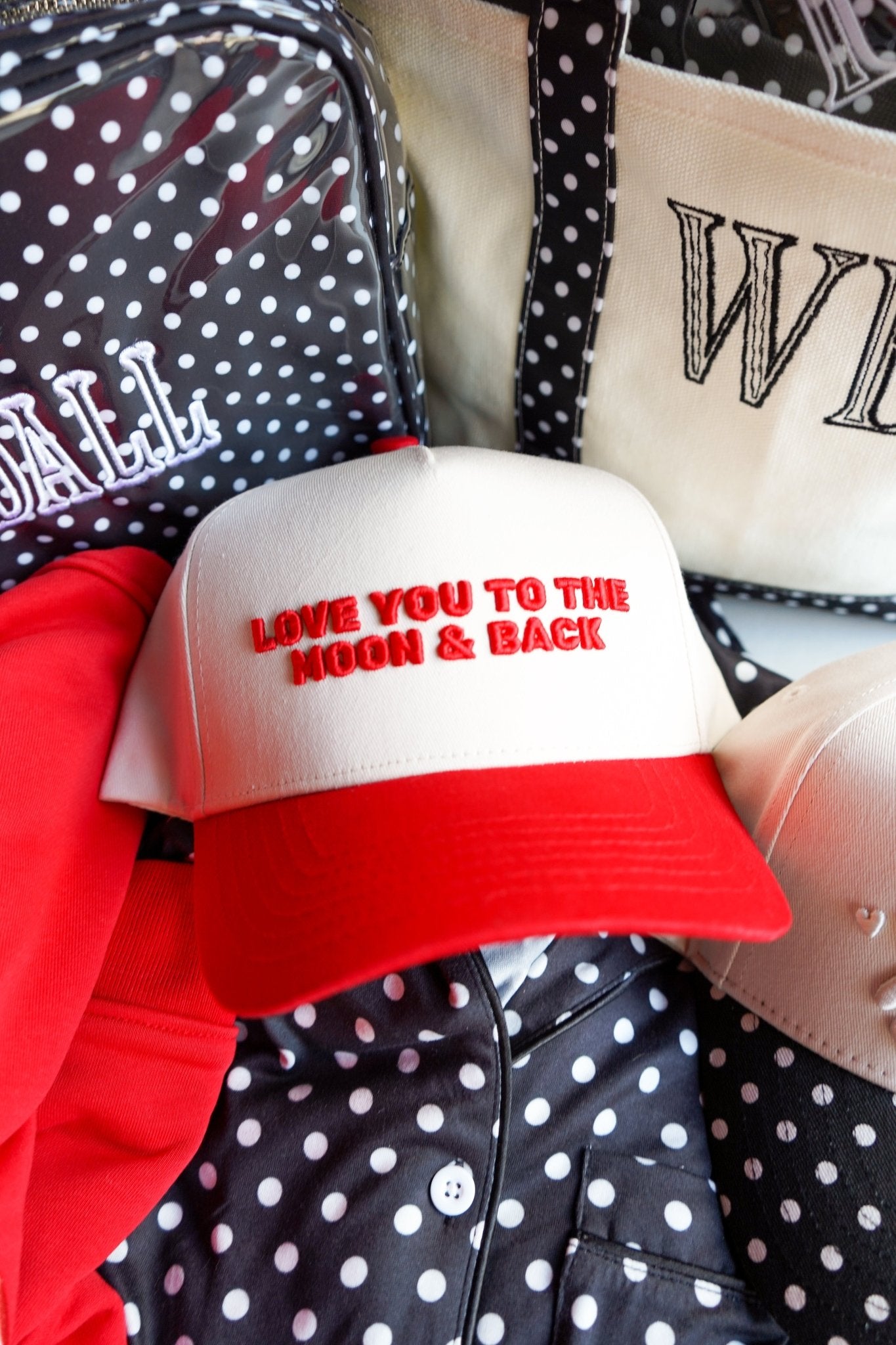 Love you to the Moon - Red Vintage Trucker Hat - Shop LINNY CO