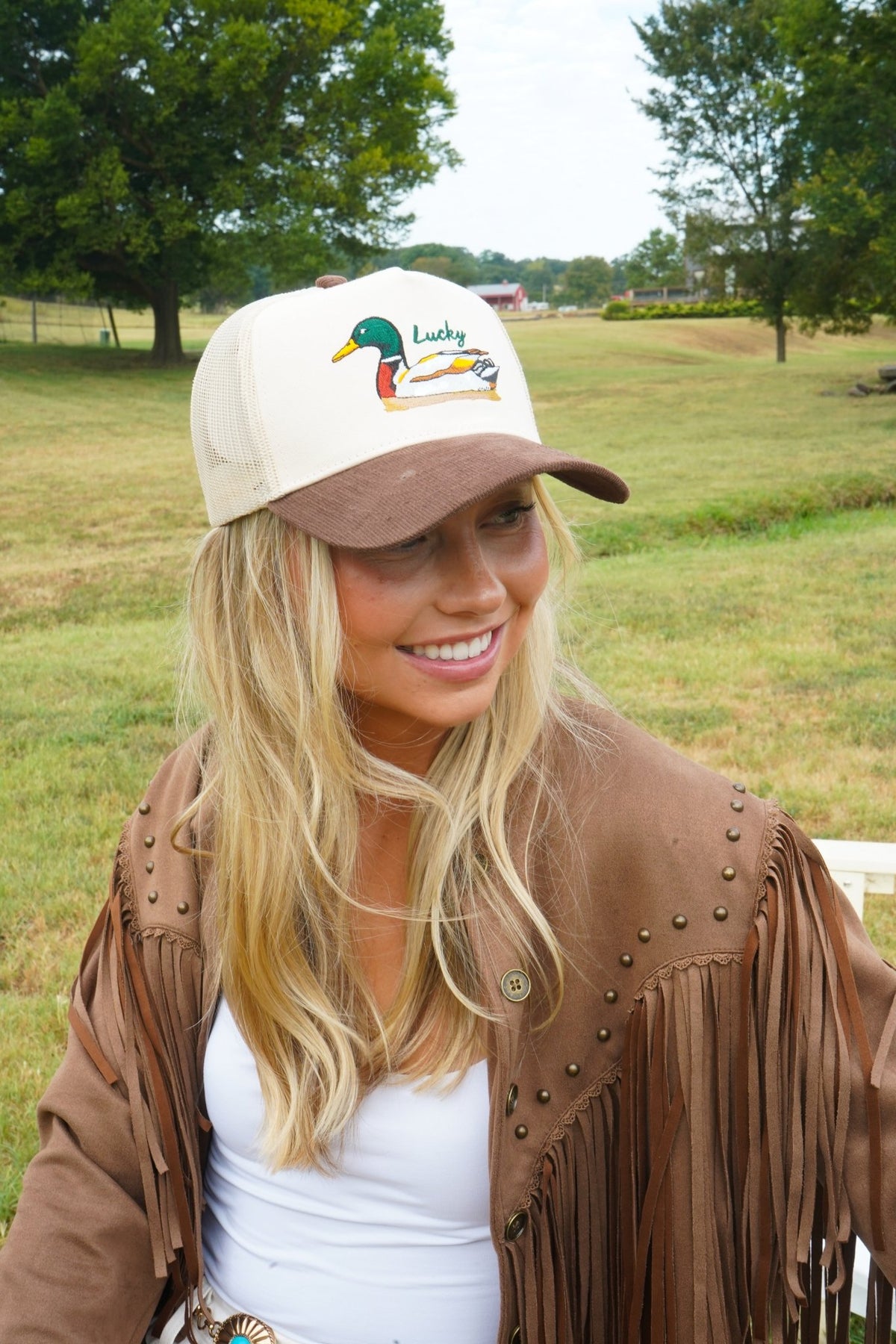 Lucky Duck - Brown Corduroy Trucker Hat - Shop LINNY CO