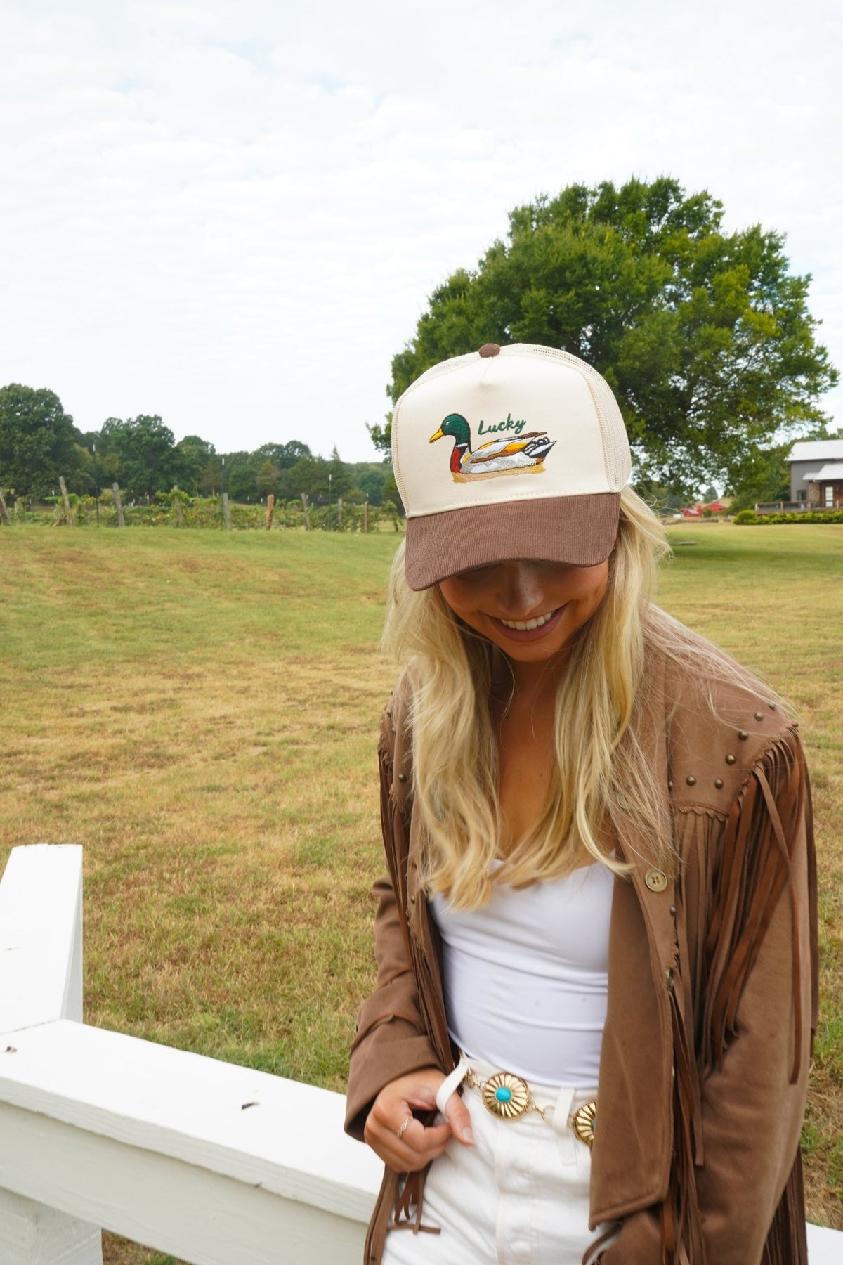 Lucky Duck - Brown Corduroy Trucker Hat - Shop LINNY CO