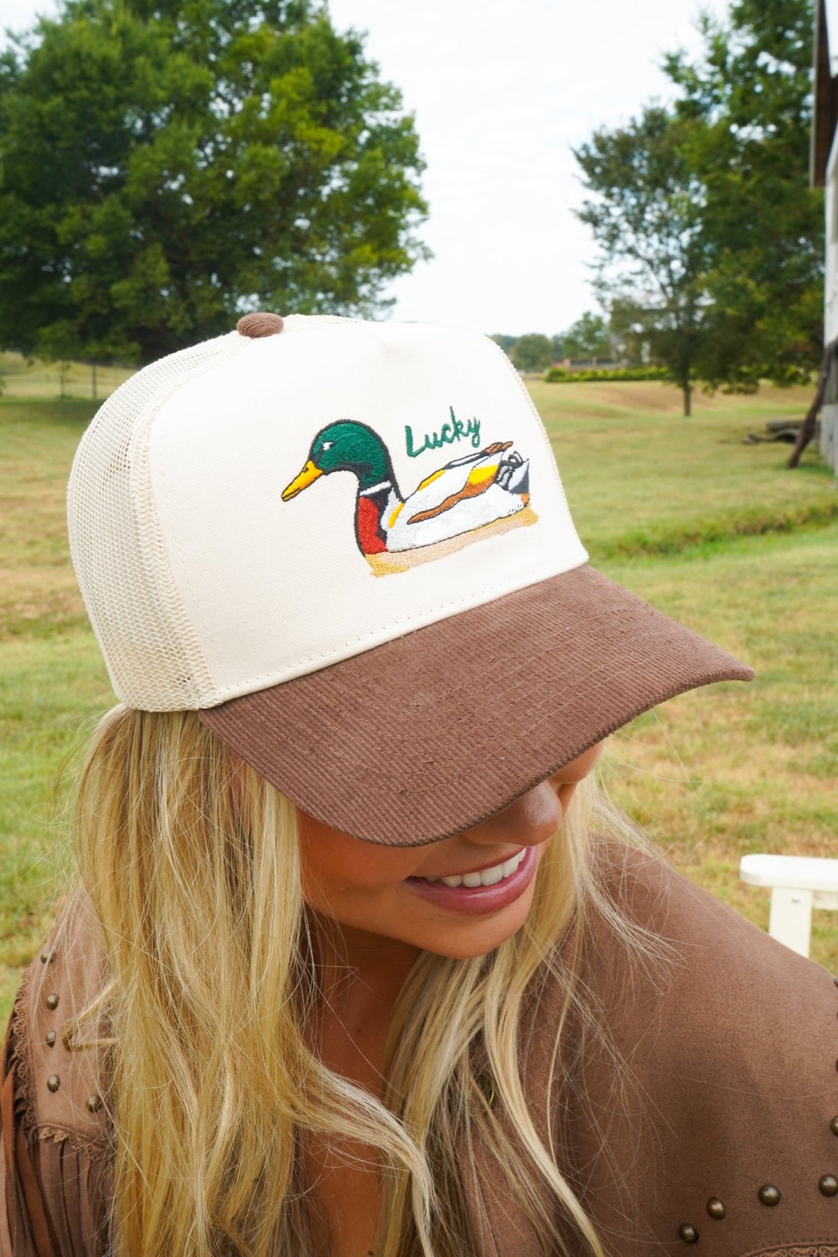 Lucky Duck - Brown Corduroy Trucker Hat - Shop LINNY CO