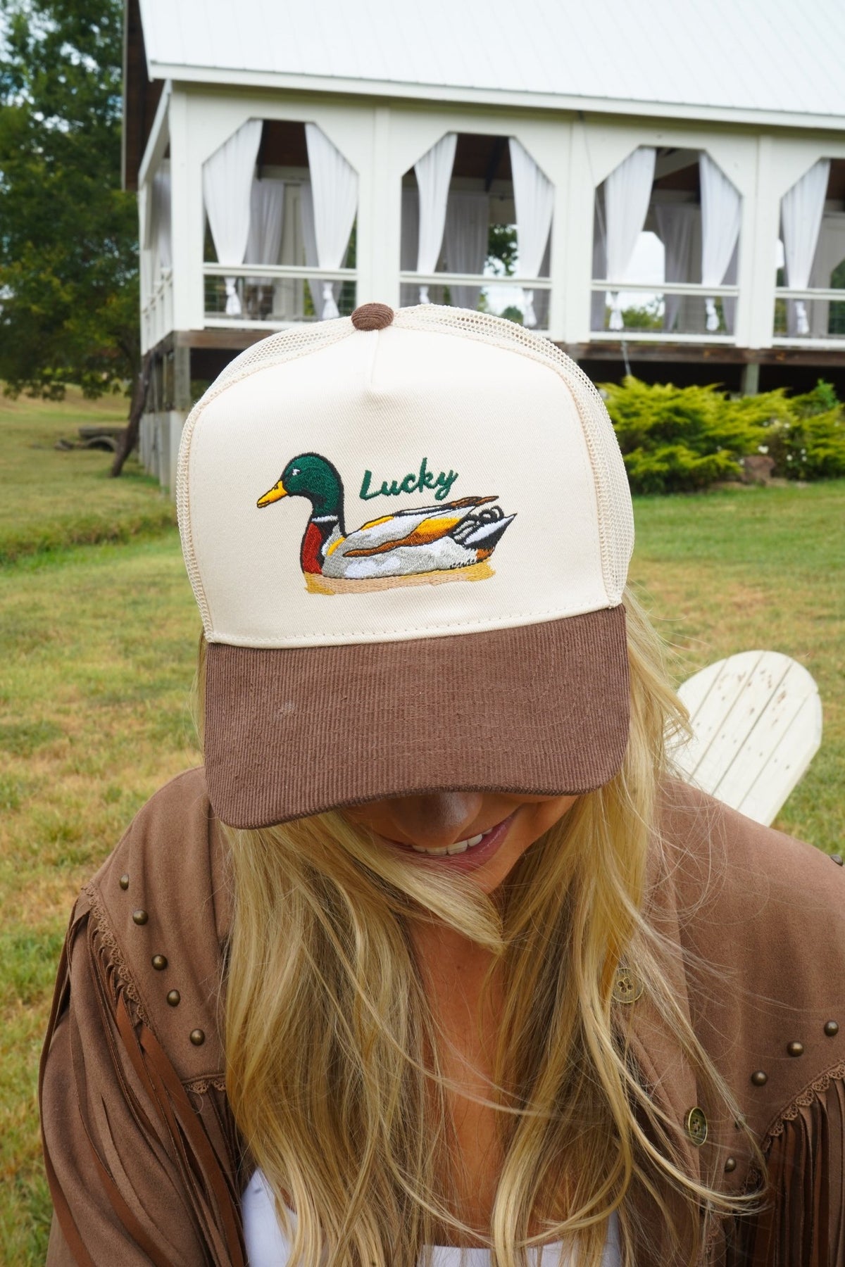 Lucky Duck - Brown Corduroy Trucker Hat - Shop LINNY CO