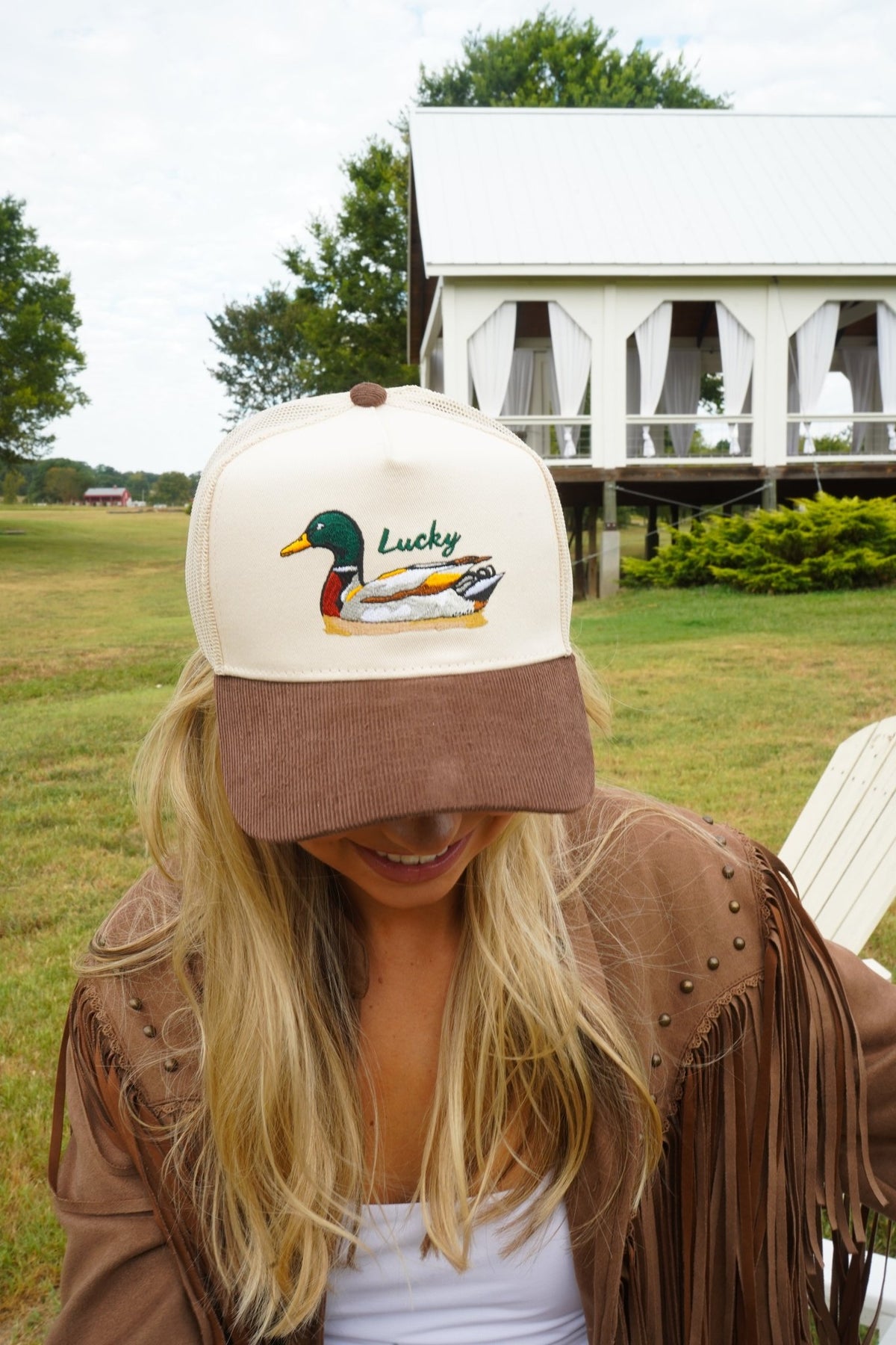 Lucky Duck - Brown Corduroy Trucker Hat - Shop LINNY CO