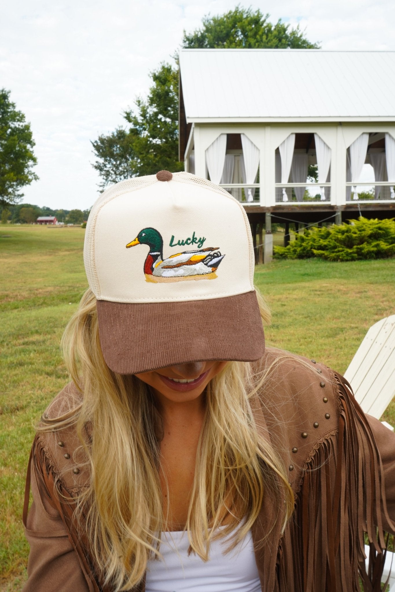 Lucky Duck - Brown Corduroy Trucker Hat - Shop LINNY CO