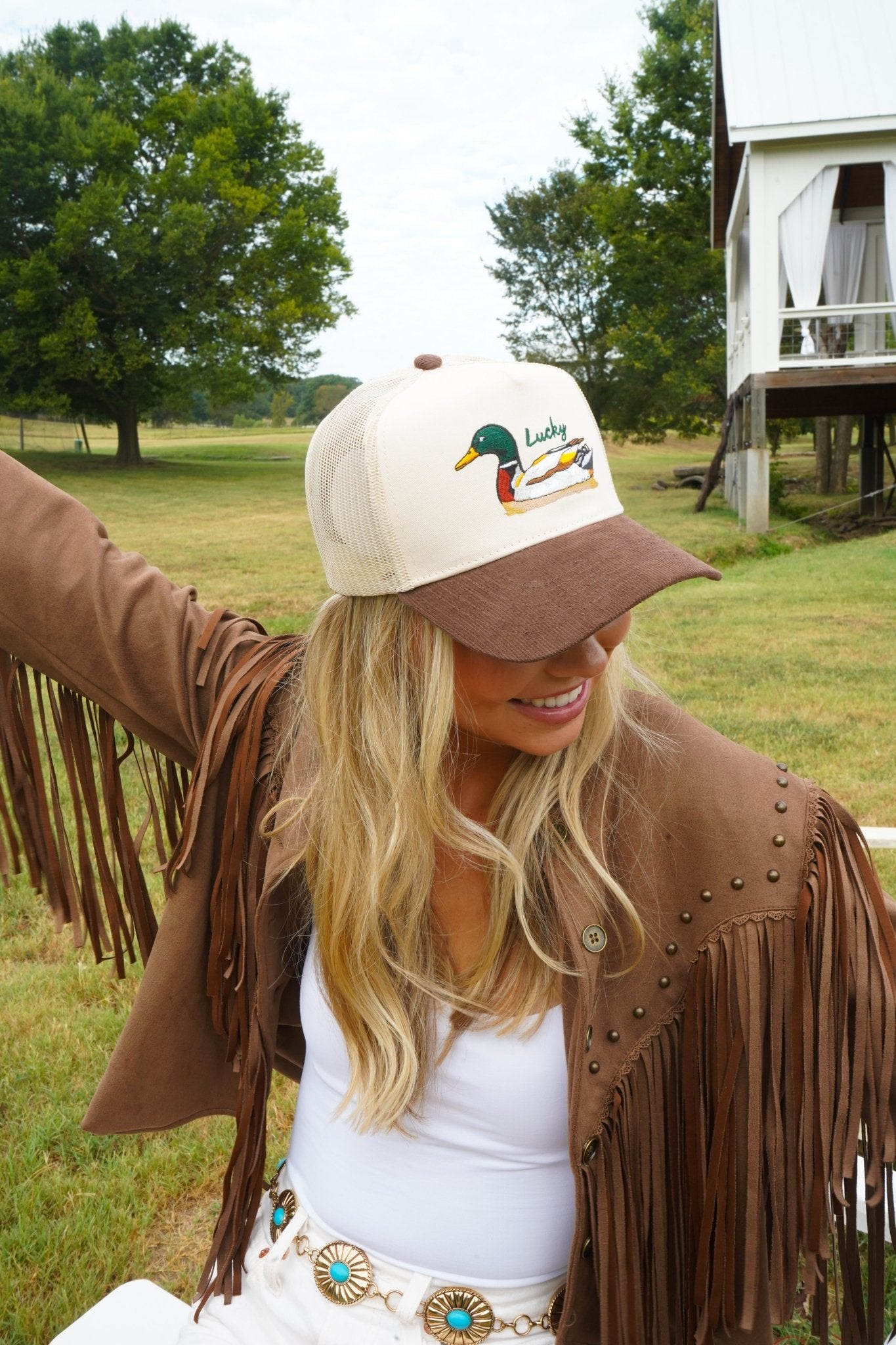 Lucky Duck - Brown Corduroy Trucker Hat - Shop LINNY CO