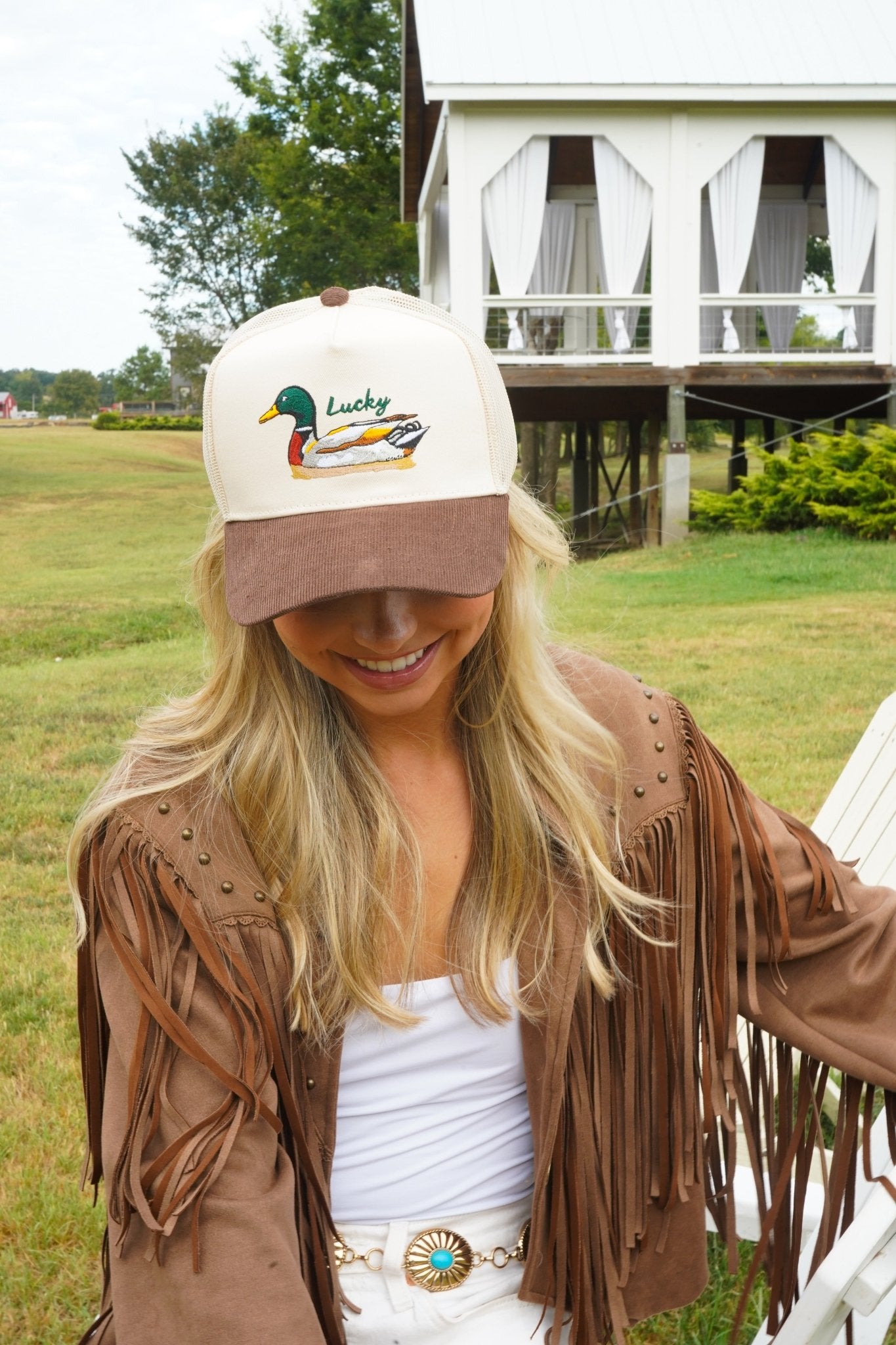 Lucky Duck - Brown Corduroy Trucker Hat - Shop LINNY CO