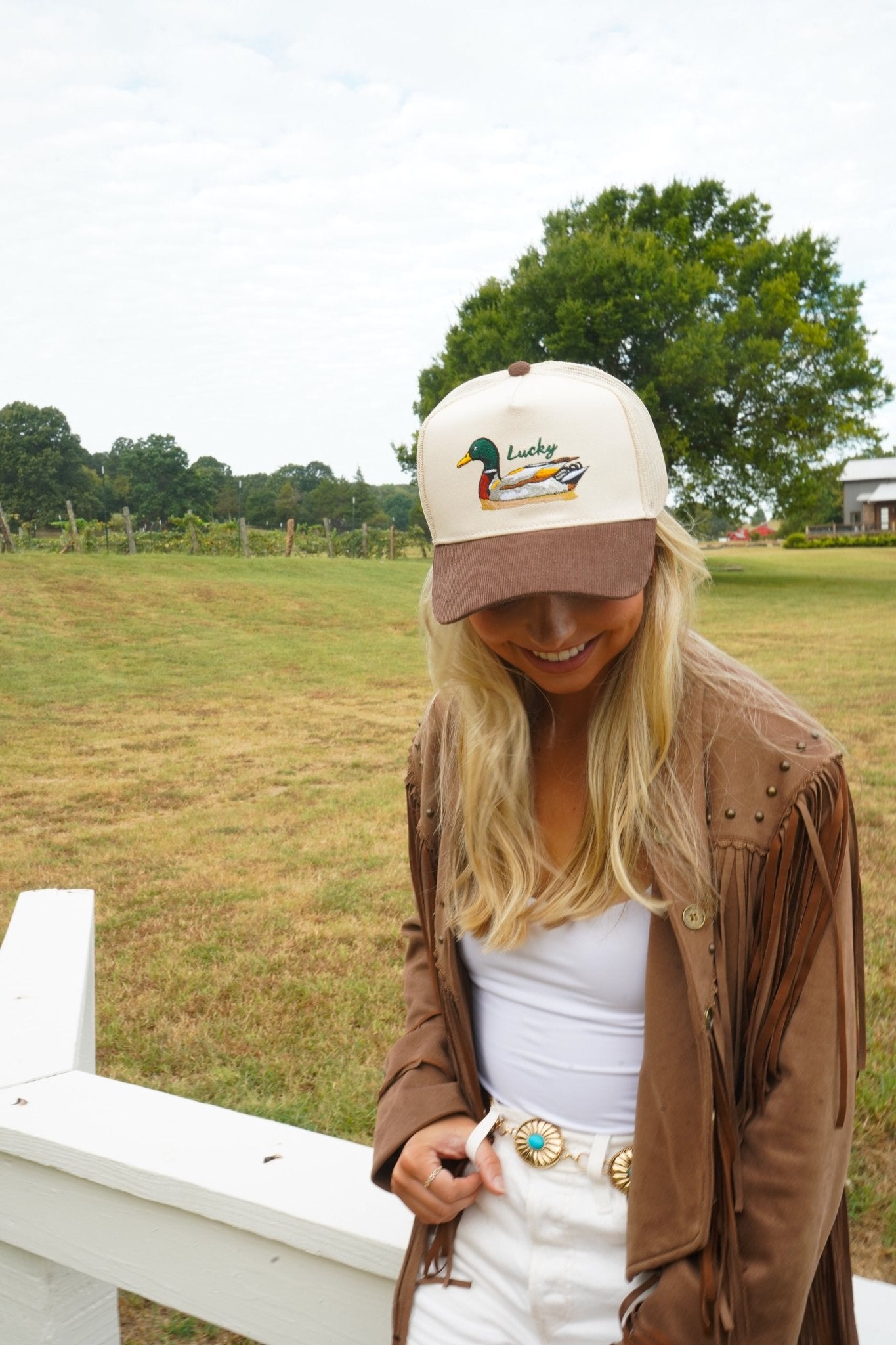 Lucky Duck - Brown Corduroy Trucker Hat - Shop LINNY CO