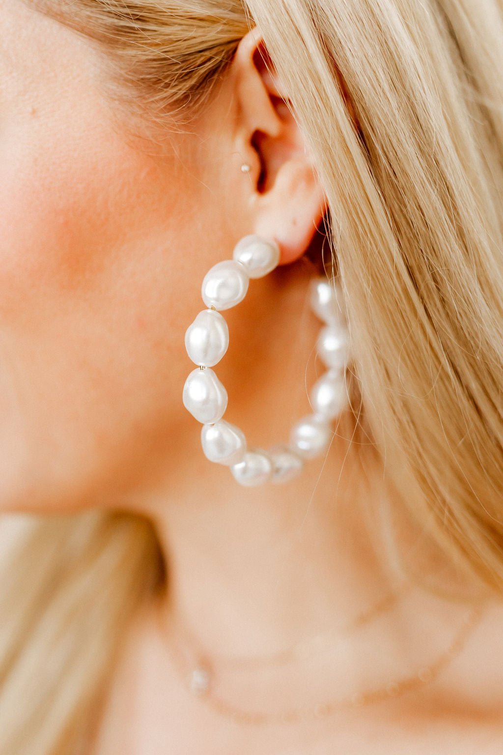 Macy Pearl Hoop Earrings - Shop LINNY CO