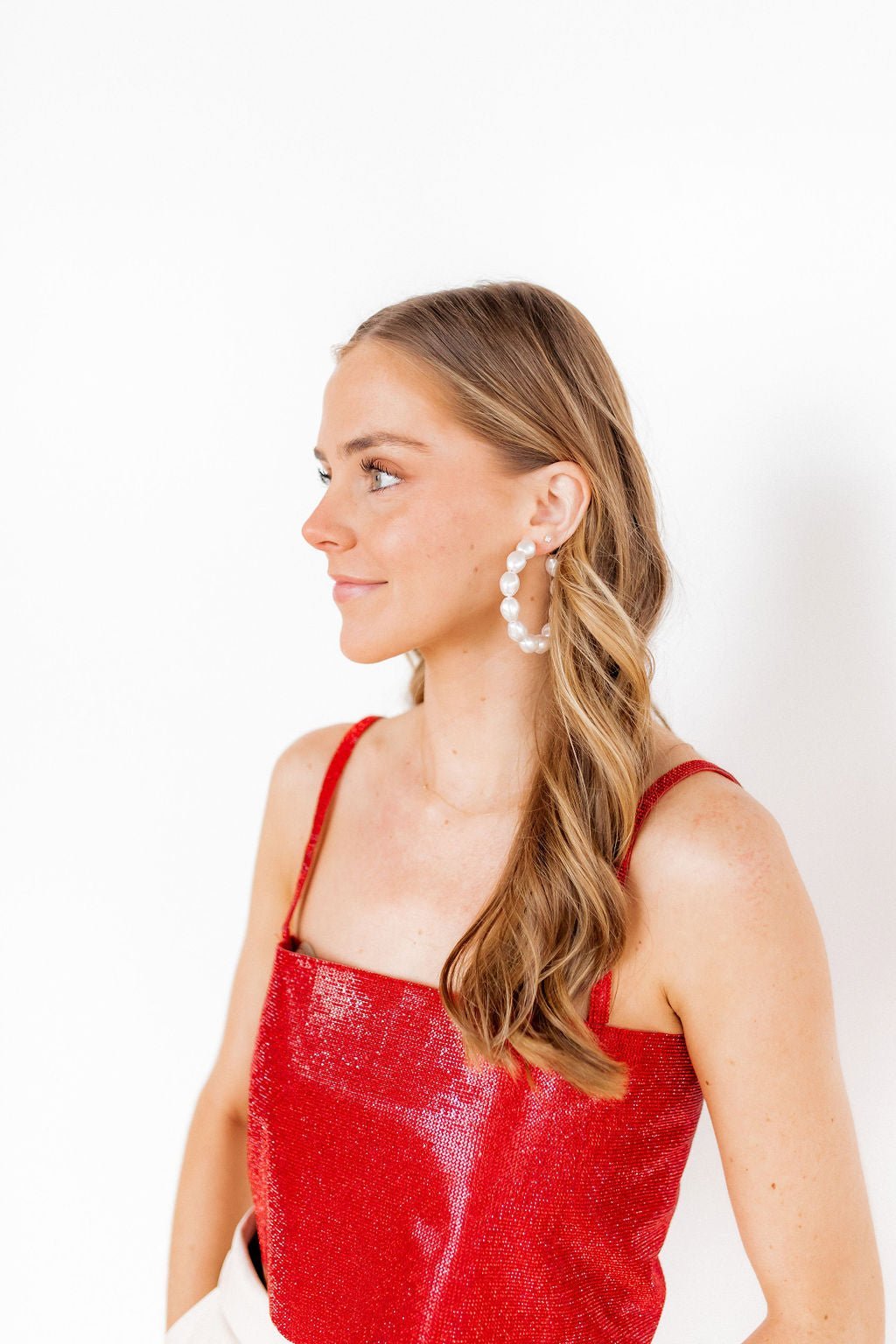 Macy Pearl Hoop Earrings - Shop LINNY CO