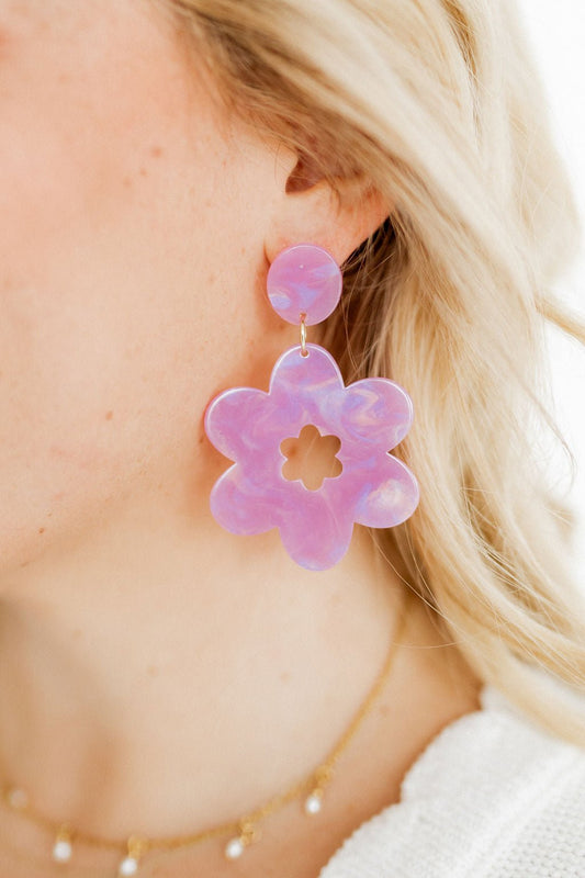 Maisy Statement Flower Earrings - Orchid Purple - Shop LINNY CO