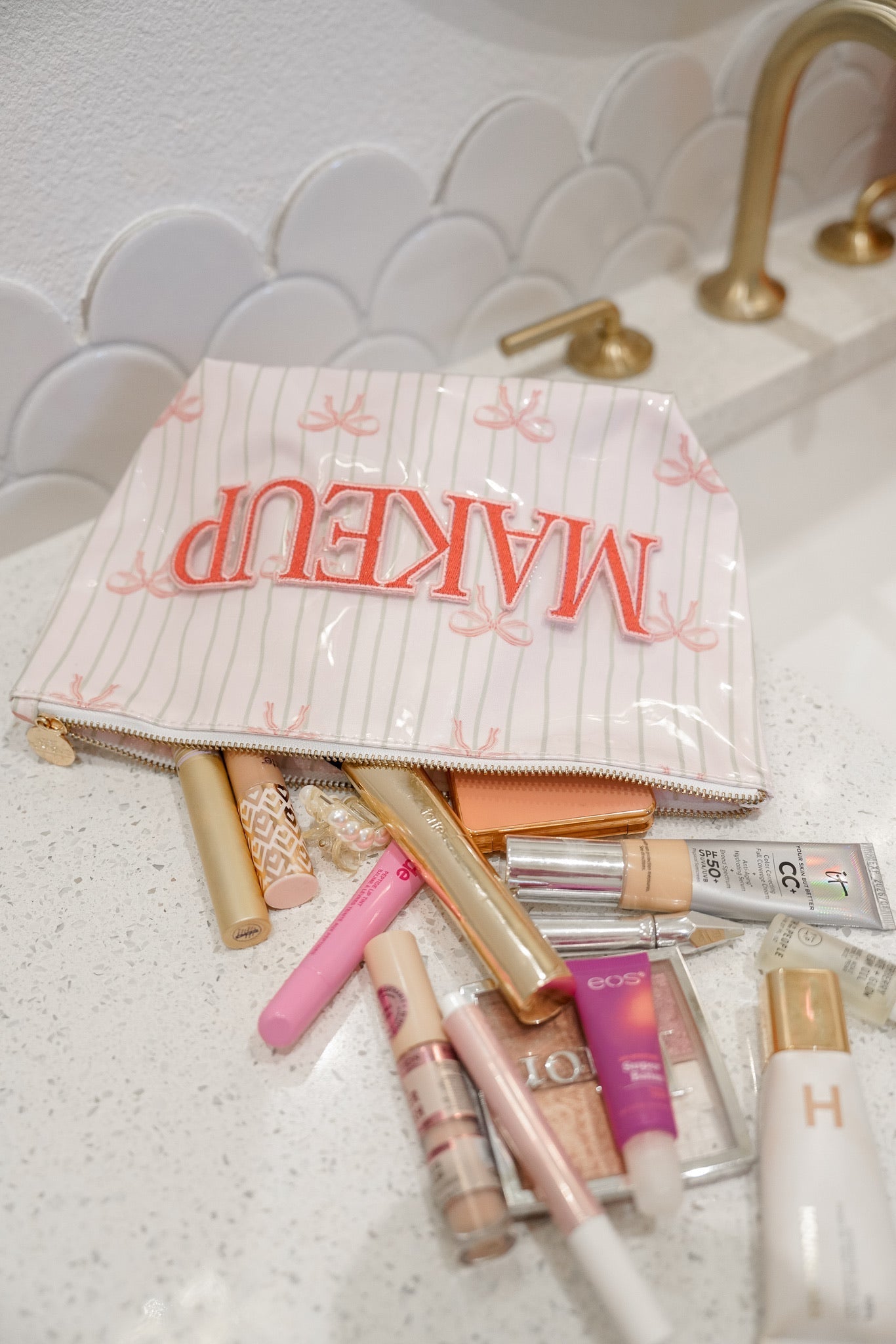 Makeup - Pink Ribbons Clear Coat Bag - Shop LINNY CO