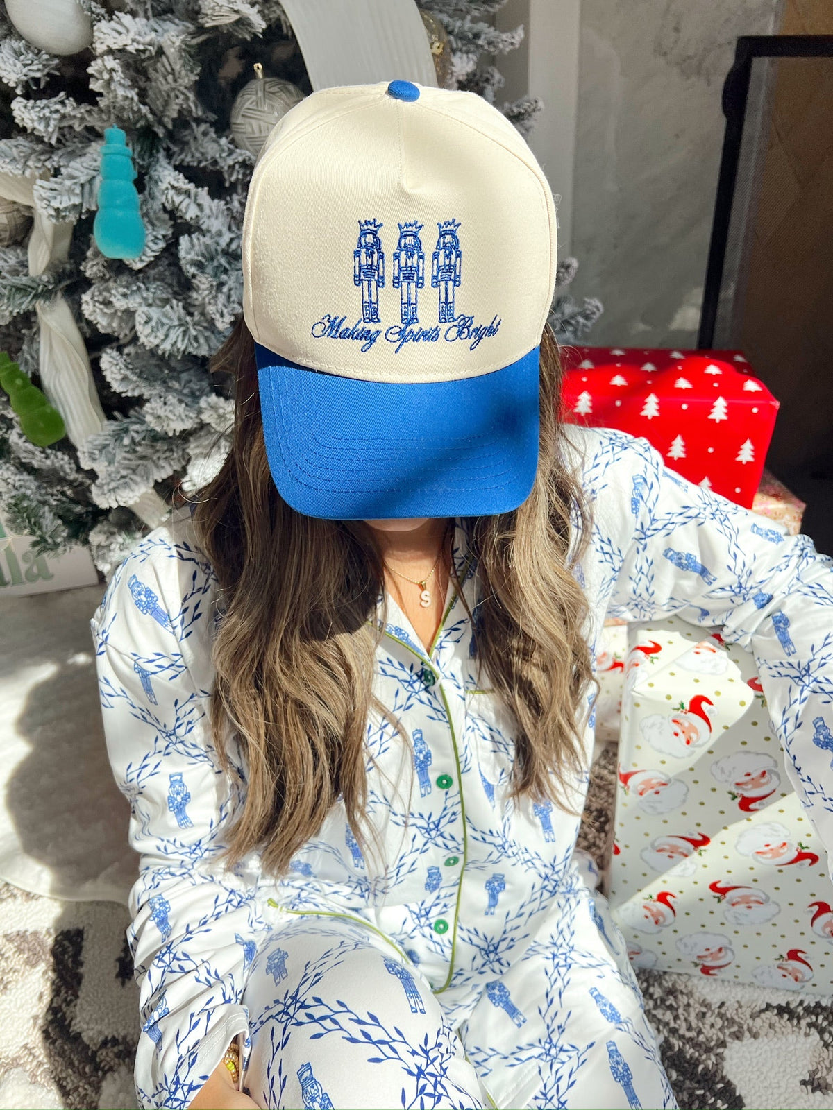 Making Spirits Bright - Blue Vintage Trucker Hat - Shop LINNY CO