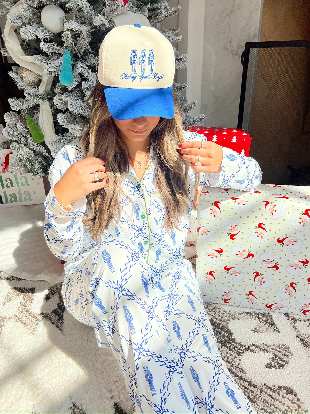 Making Spirits Bright - Blue Vintage Trucker Hat - Shop LINNY CO