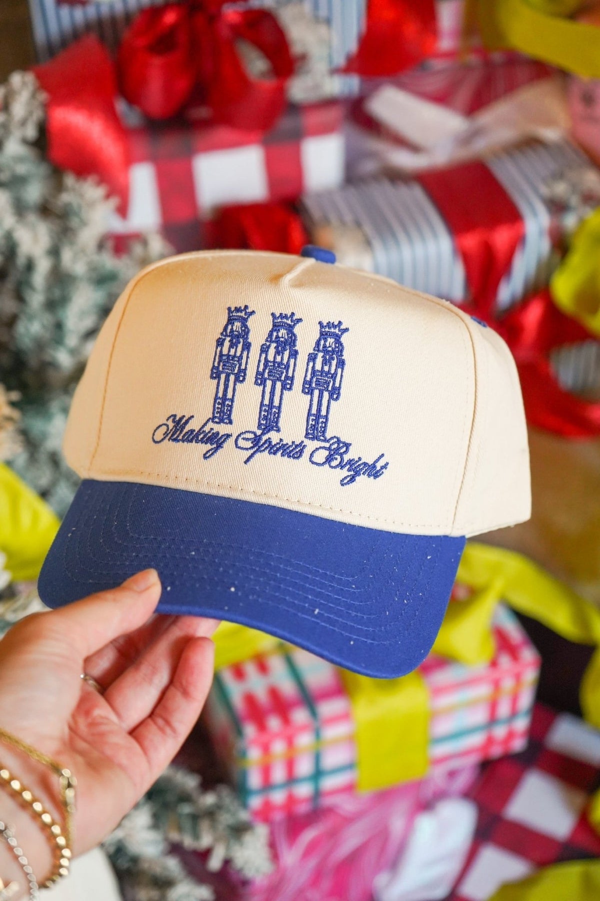 Making Spirits Bright - Blue Vintage Trucker Hat - Shop LINNY CO