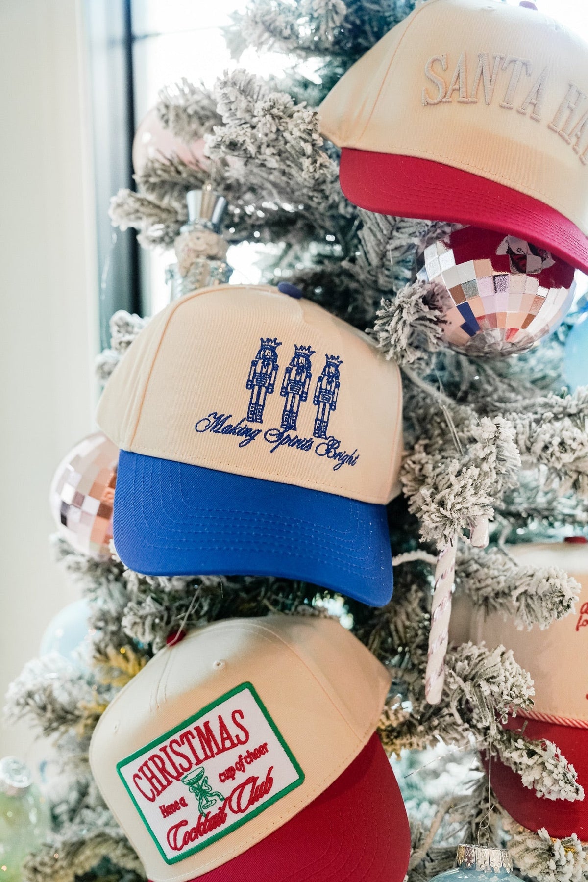 Making Spirits Bright - Blue Vintage Trucker Hat - Shop LINNY CO