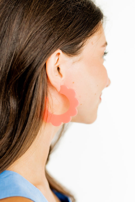 Margo Scallop Hoop Earrings - Neon Watermelon - Shop LINNY CO