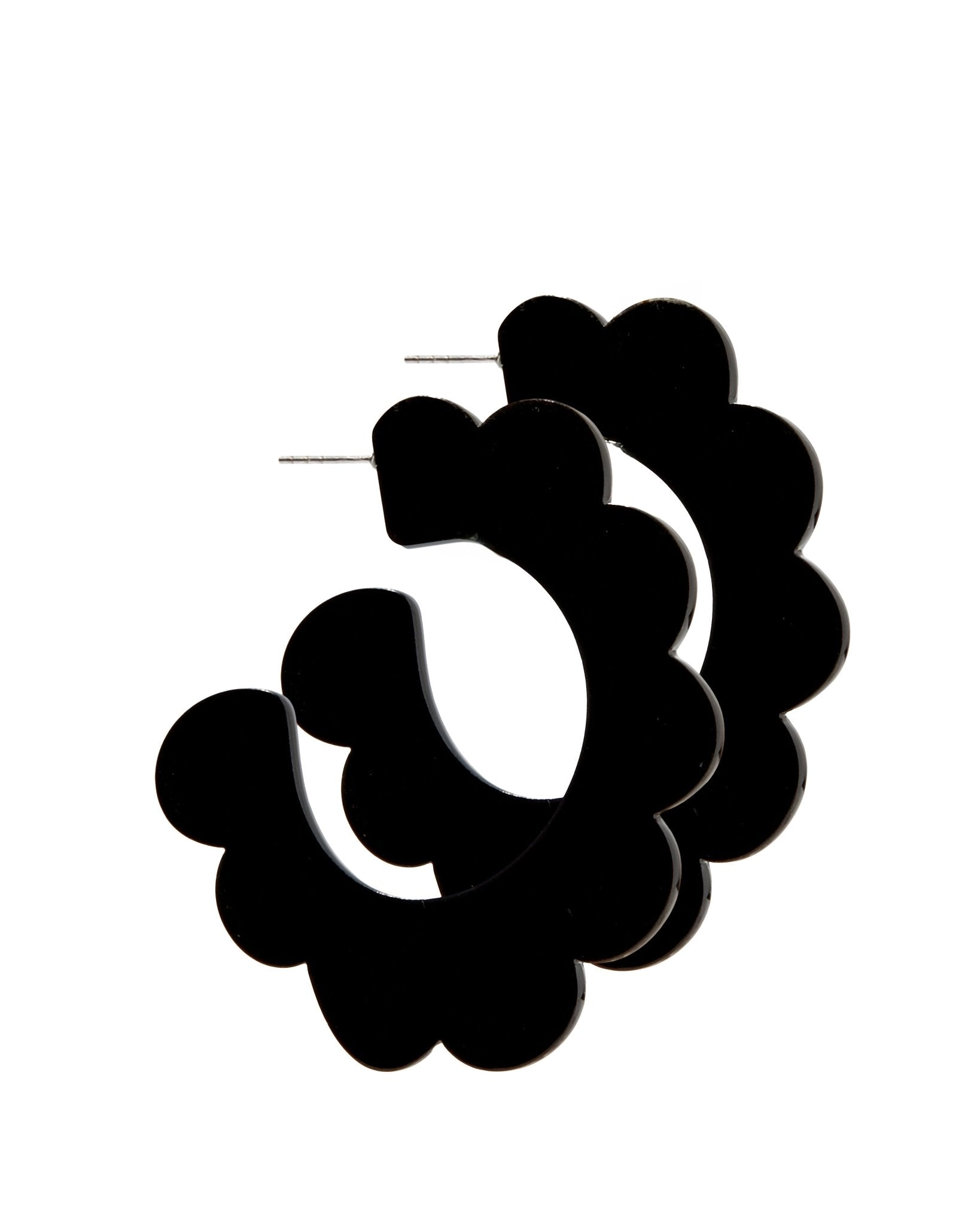Margo Scallop Hoop Earrings - True Black - Shop LINNY CO