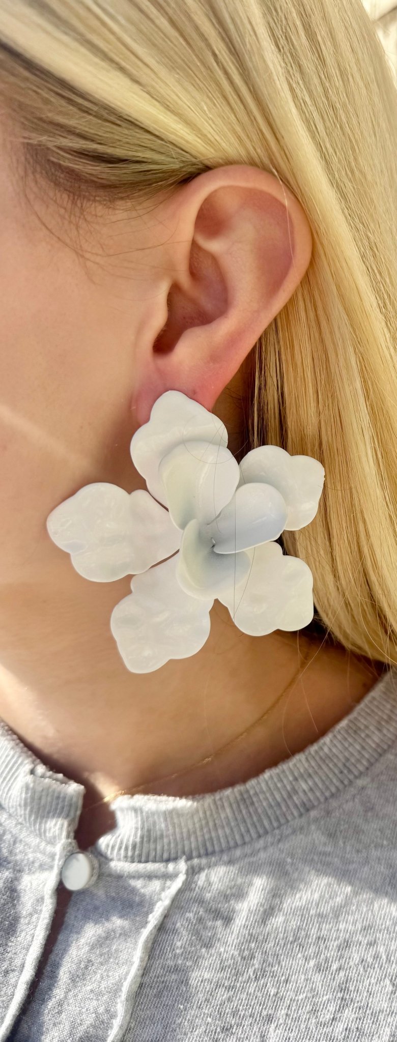 Maxine Statement Earrings - White - Shop LINNY CO