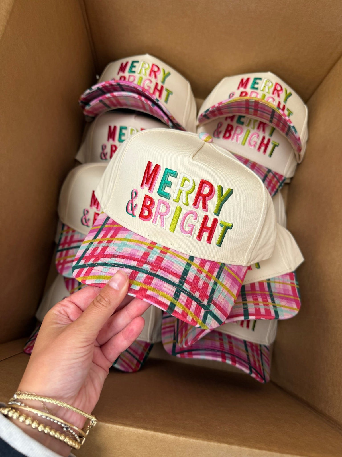 Merry & Bright - Confetti Plaid Trucker Hat - Shop LINNY CO