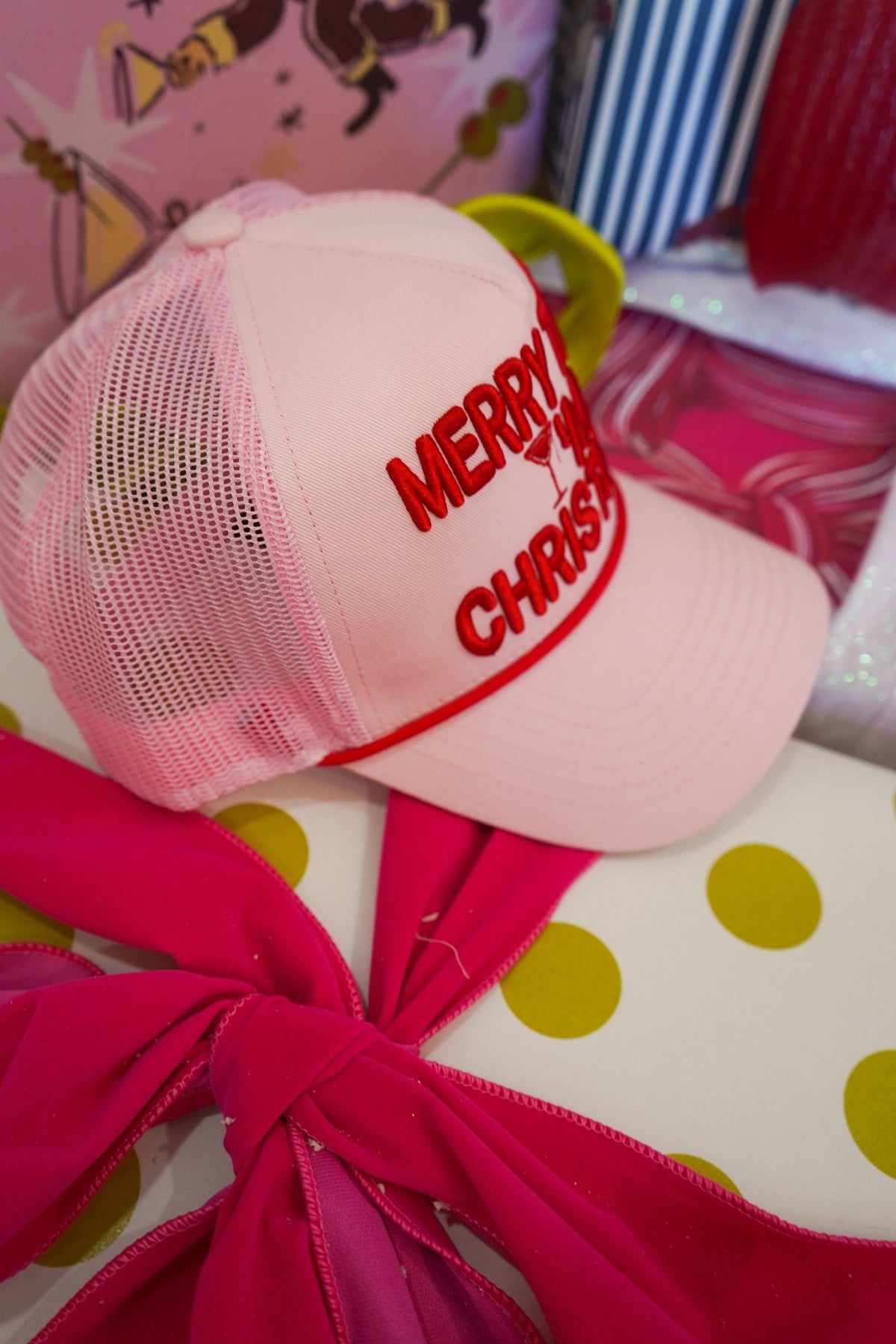 Merry Tipsy I'm Christmas - Pink Trucker Hat - Shop LINNY CO