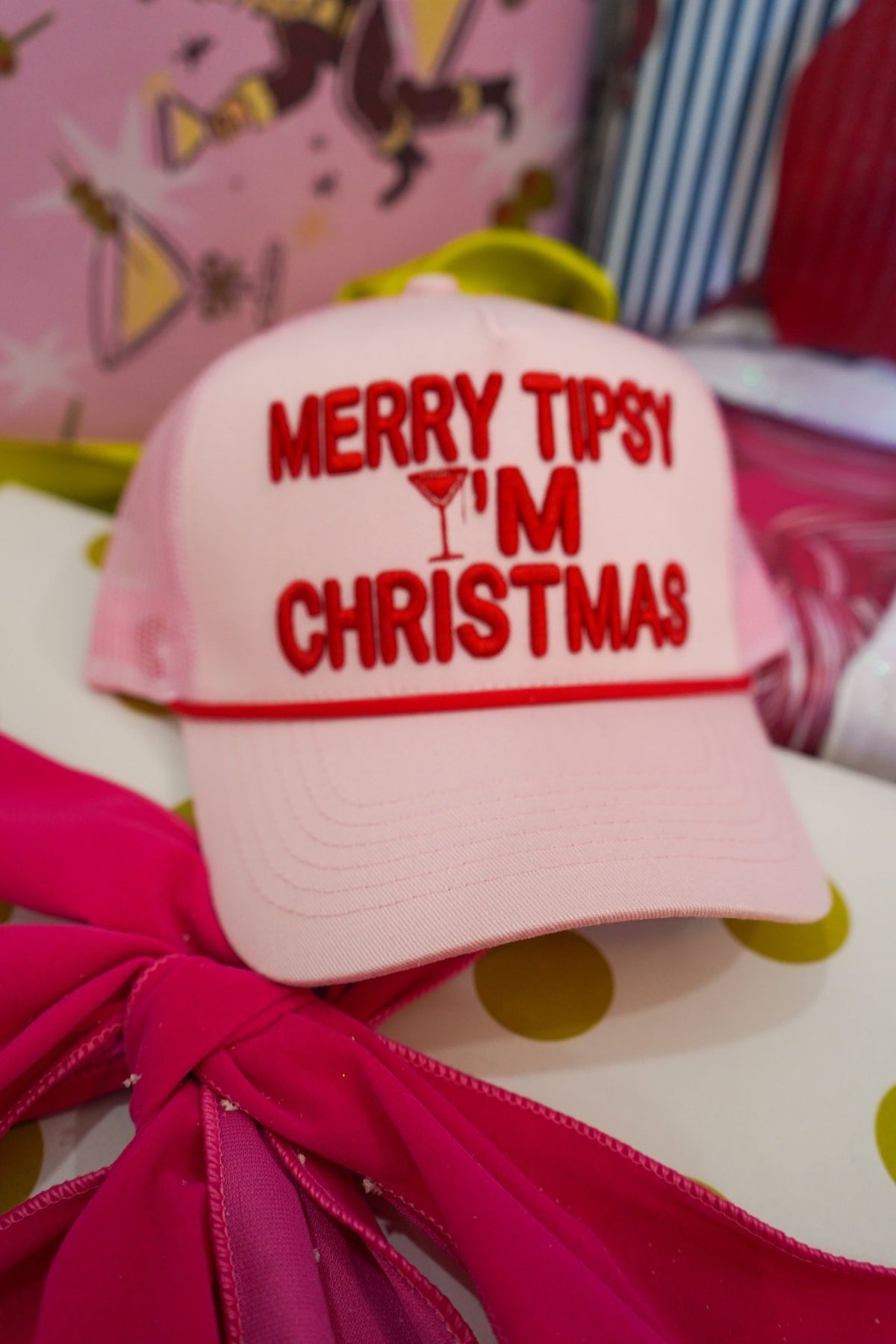 Merry Tipsy I'm Christmas - Pink Trucker Hat - Shop LINNY CO