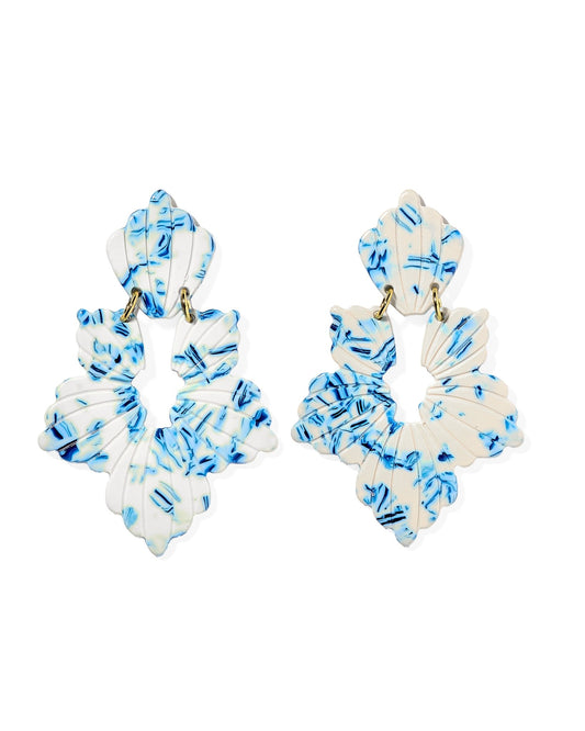 Michelle Statement Earrings - Blue China - Shop LINNY CO