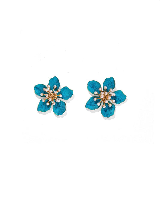 Monroe Statement Earrings - Blue - Shop LINNY CO