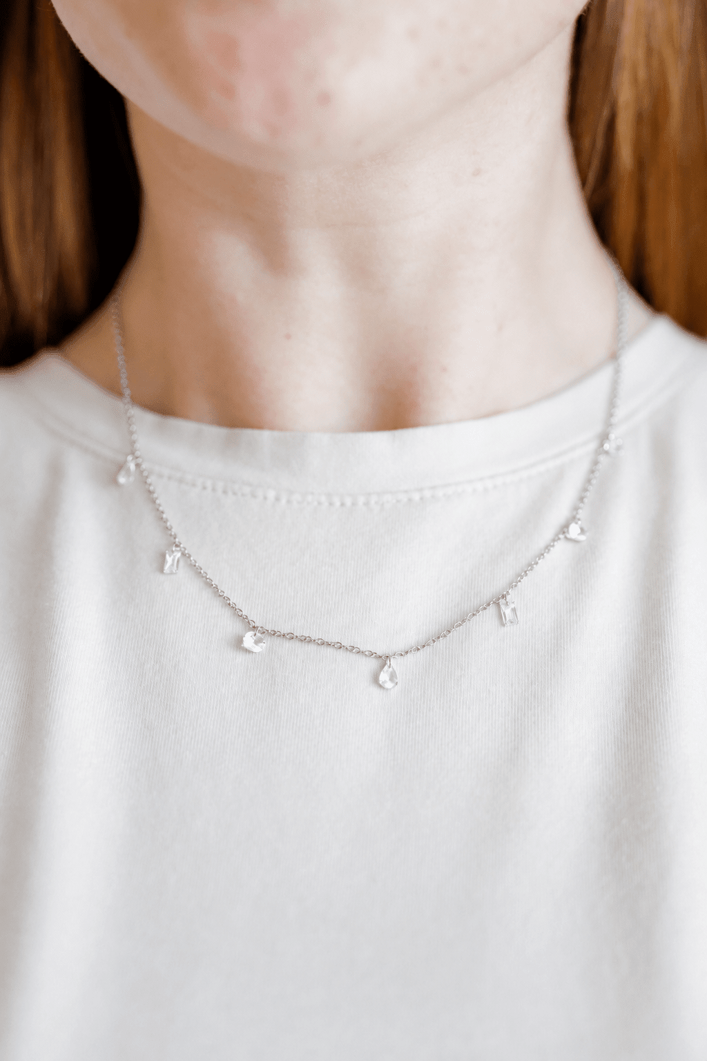 Necklace - Allegra Clear Silver - Shop LINNY CO