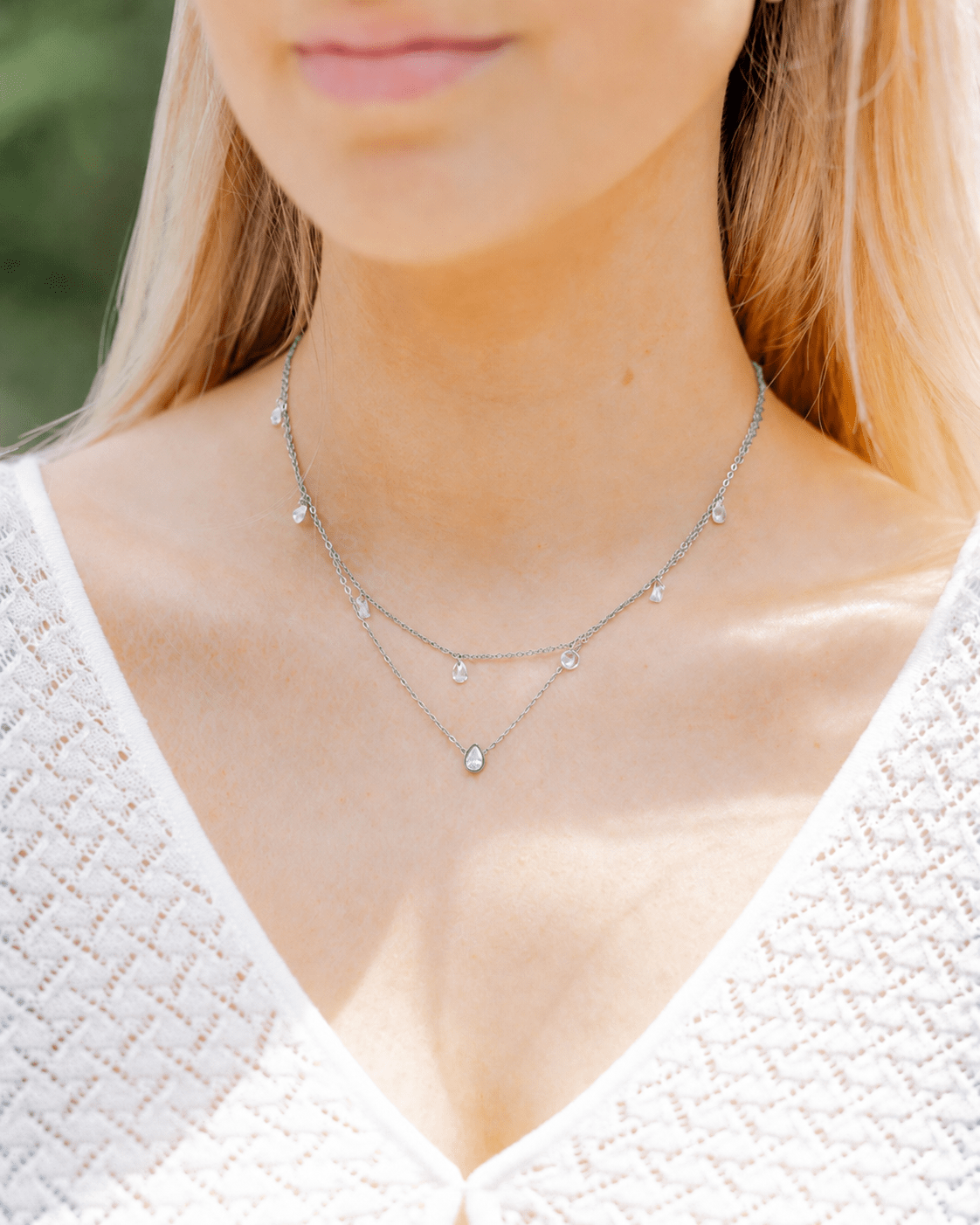 Necklace - Allegra Clear Silver - Shop LINNY CO