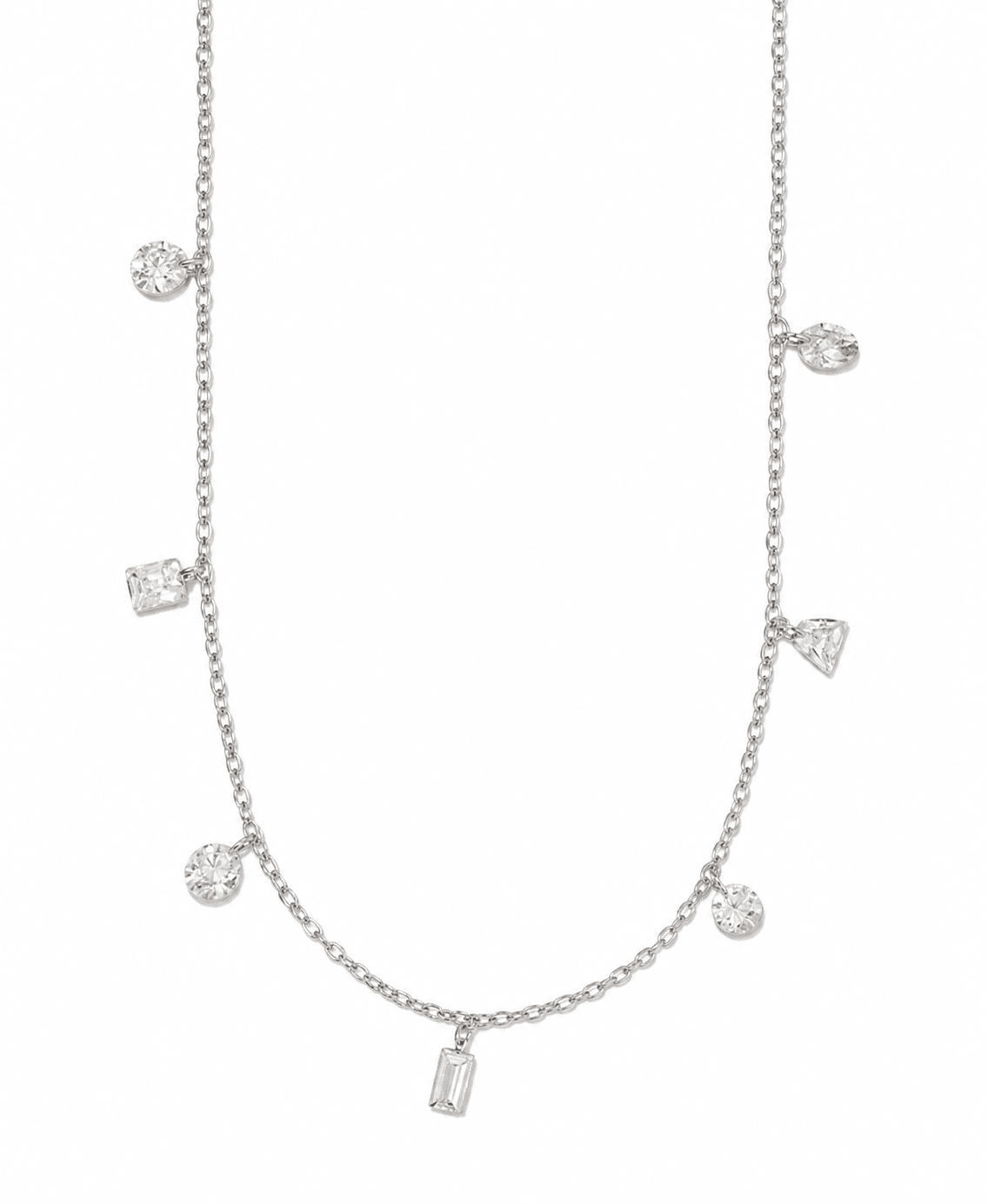Necklace - Allegra Clear Silver - Shop LINNY CO