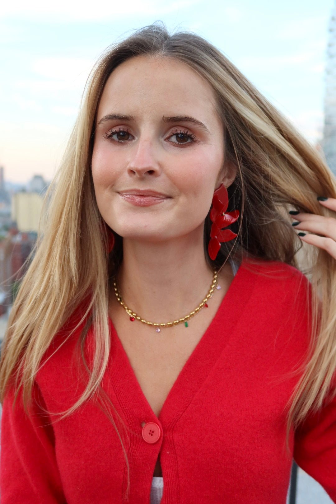 Flora Statement Earrings - Crimson - Shop LINNY CO