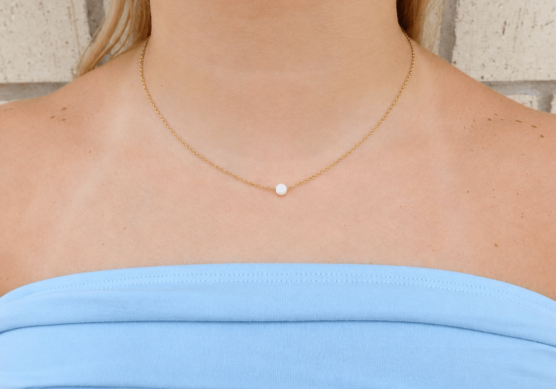 Necklace - April Floating Opal White - Shop LINNY CO