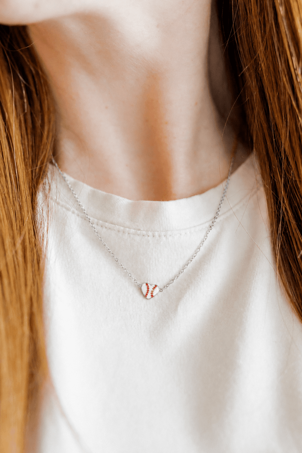 Necklace - Baseball Silver - Shop LINNY CO