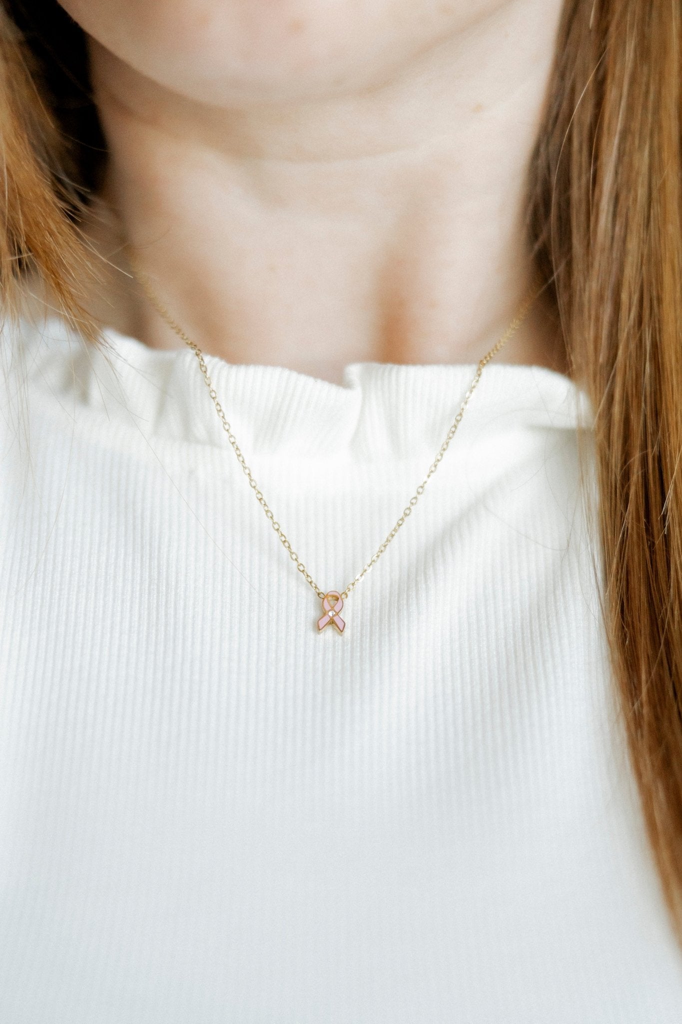 Necklace - Breast Cancer Ribbon - Shop LINNY CO