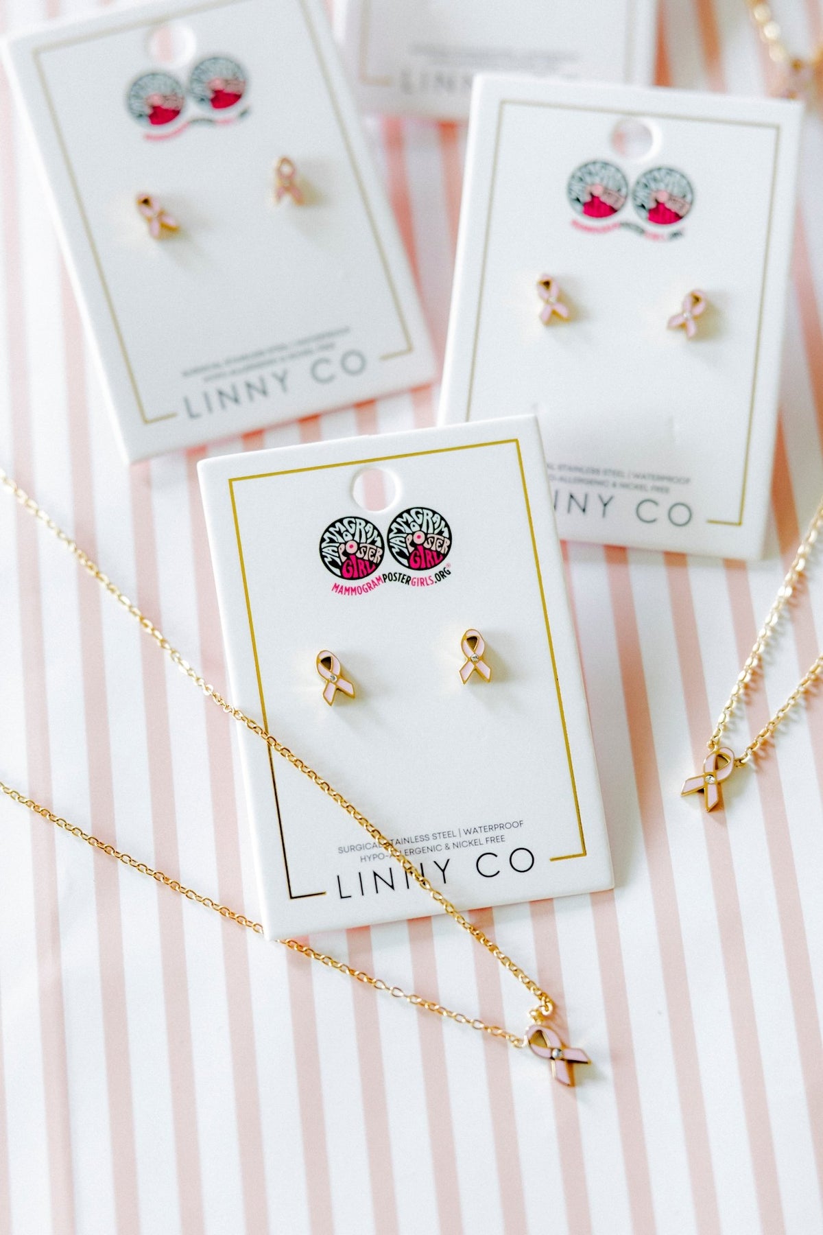 Necklace - Breast Cancer Ribbon - Shop LINNY CO