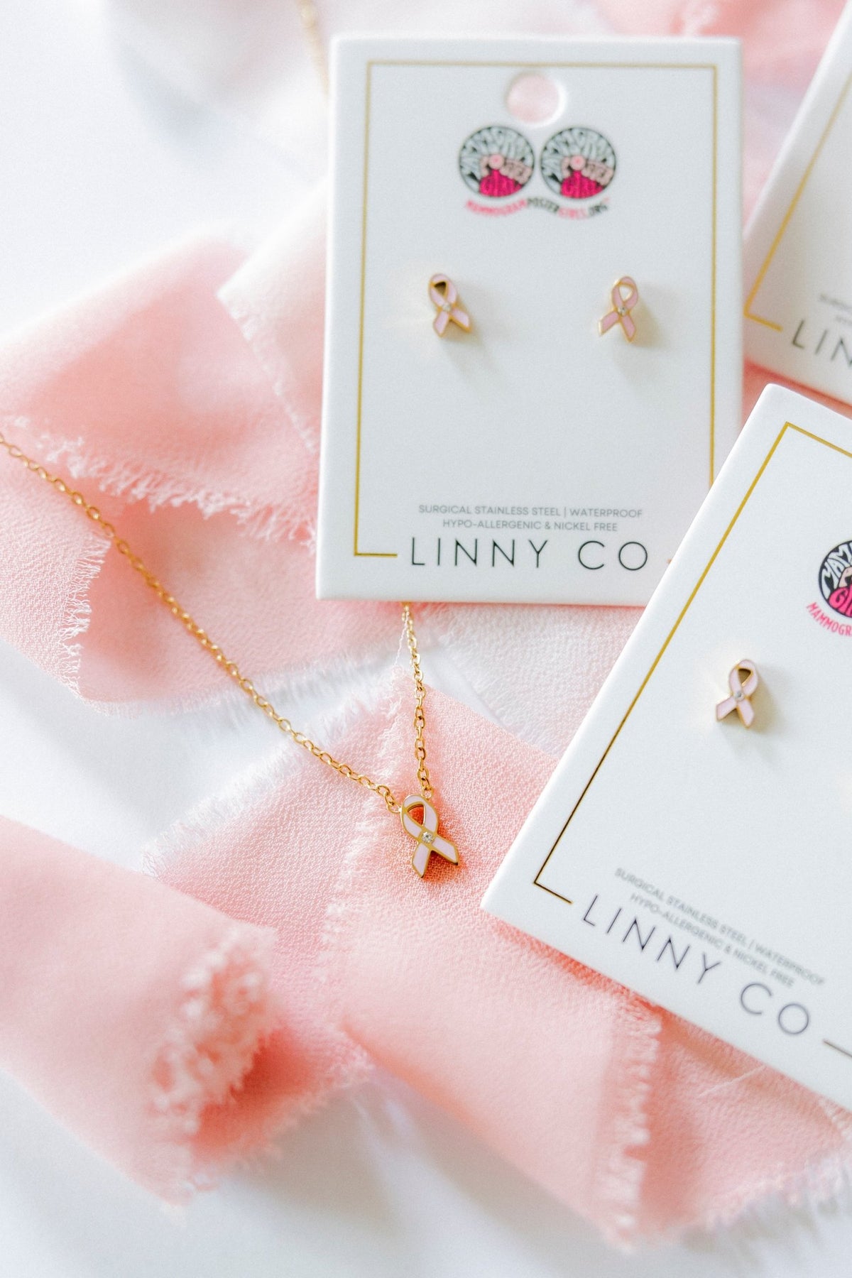 Necklace - Breast Cancer Ribbon - Shop LINNY CO