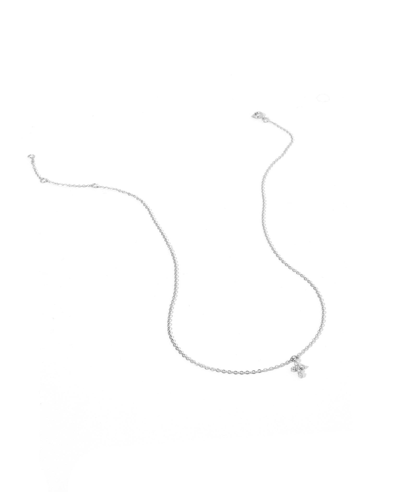Necklace - Carly Cross Silver - Shop LINNY CO