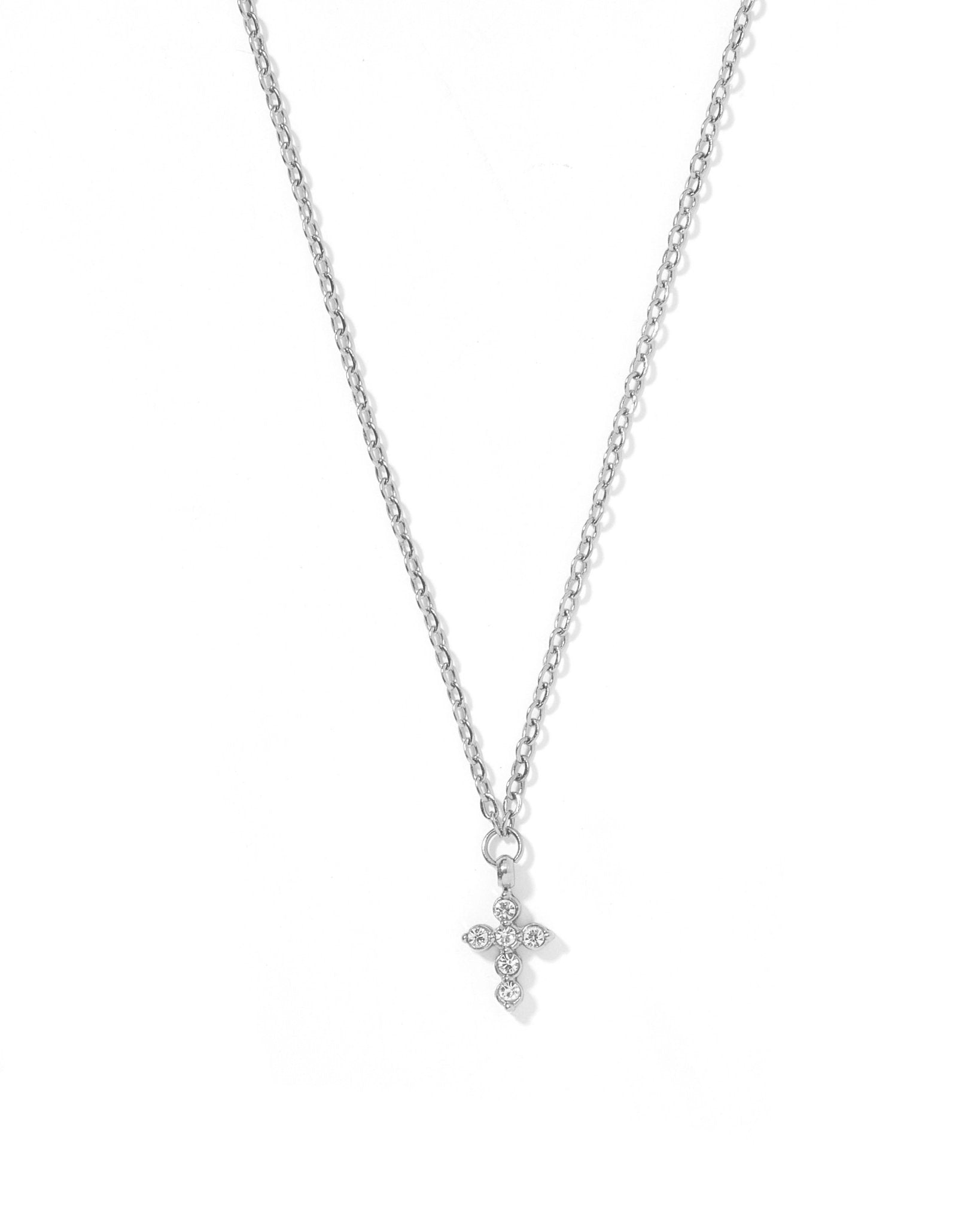 Necklace - Carly Cross Silver - Shop LINNY CO