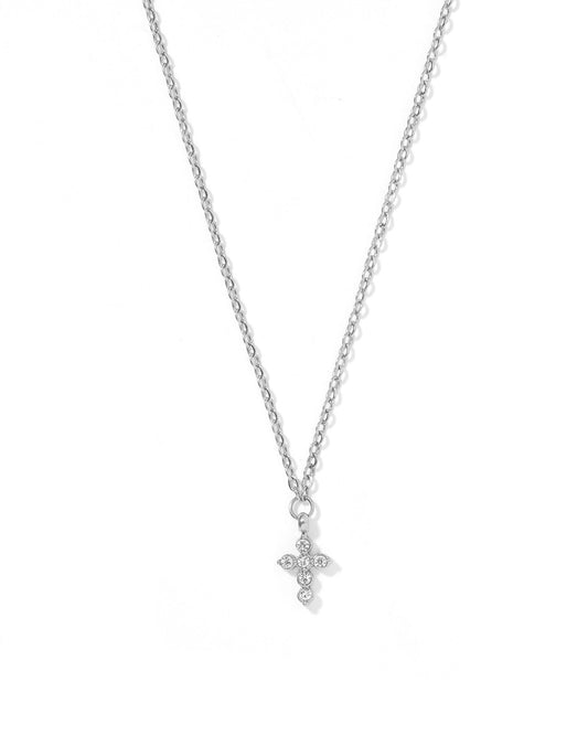 Necklace - Carly Cross Silver - Shop LINNY CO
