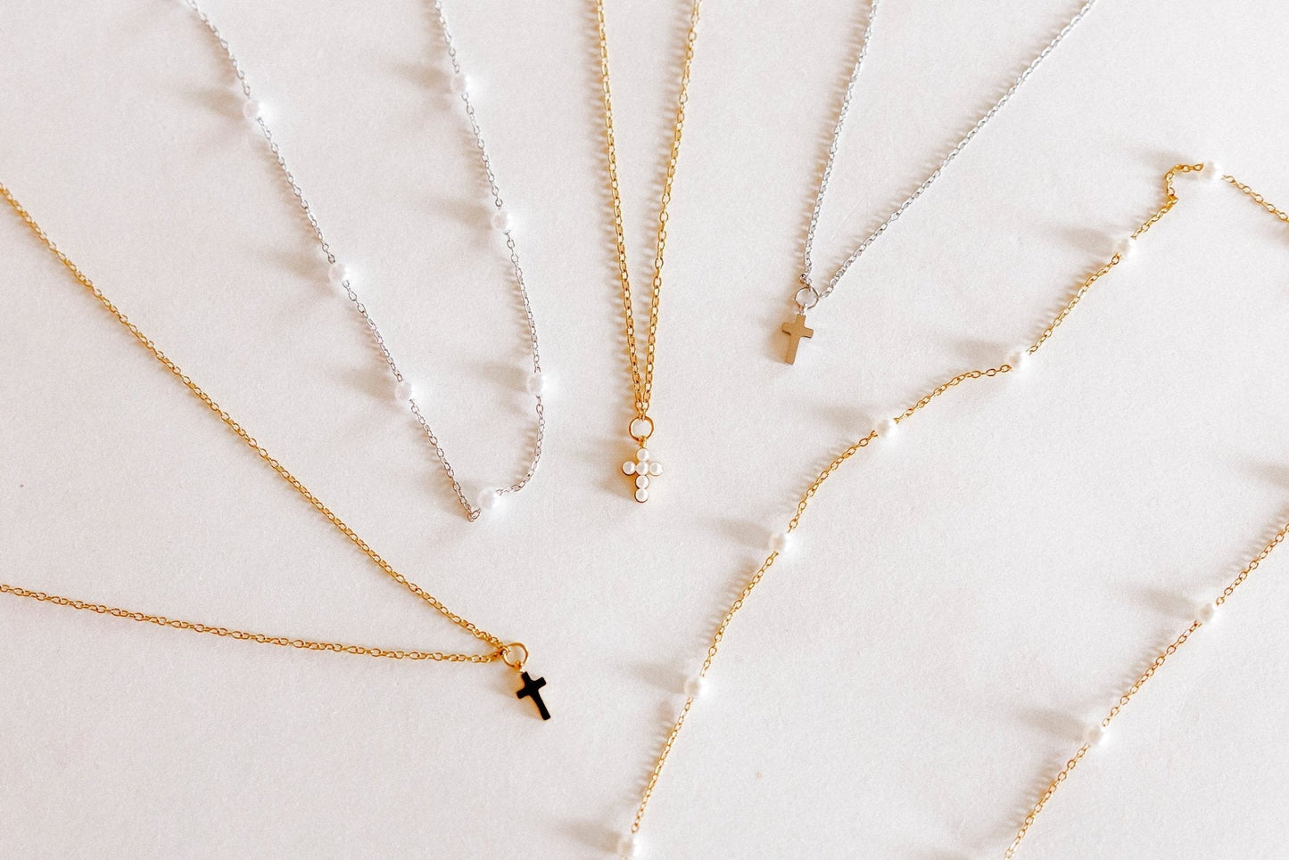 Necklace - Catherine Cross Silver - Shop LINNY CO