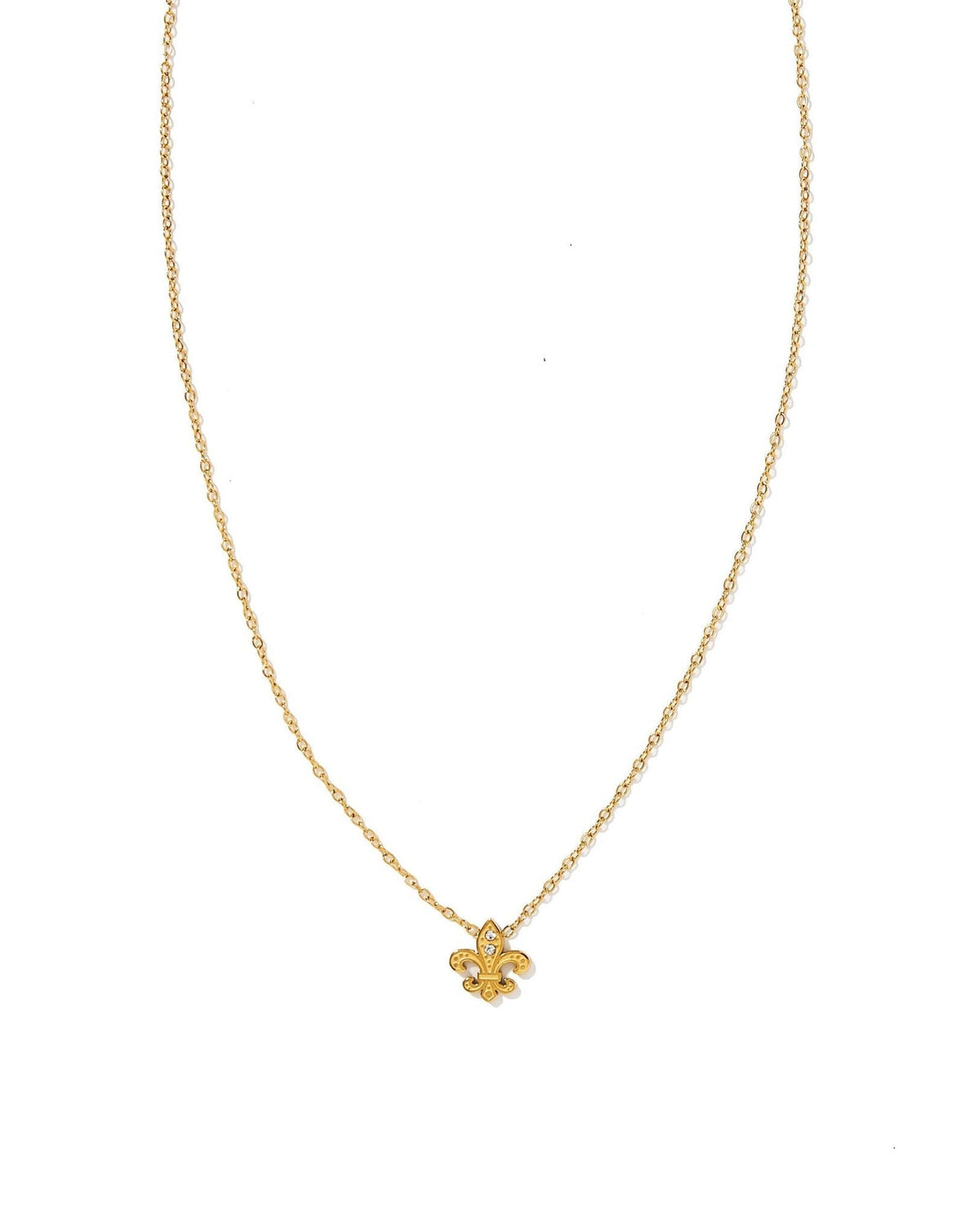Necklace - Fleur-de-lis CZ Gold - Shop LINNY CO
