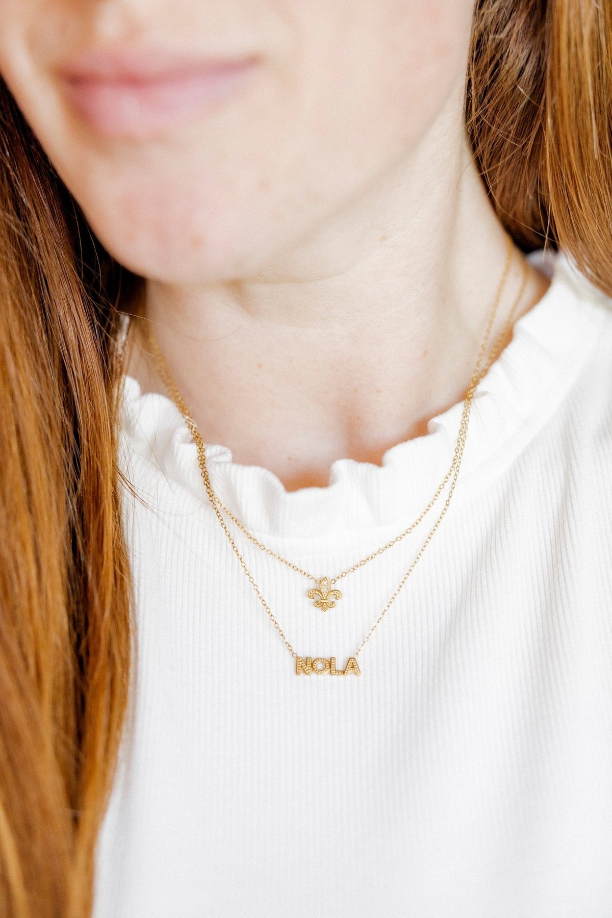 Necklace - Fleur-de-lis CZ Gold - Shop LINNY CO
