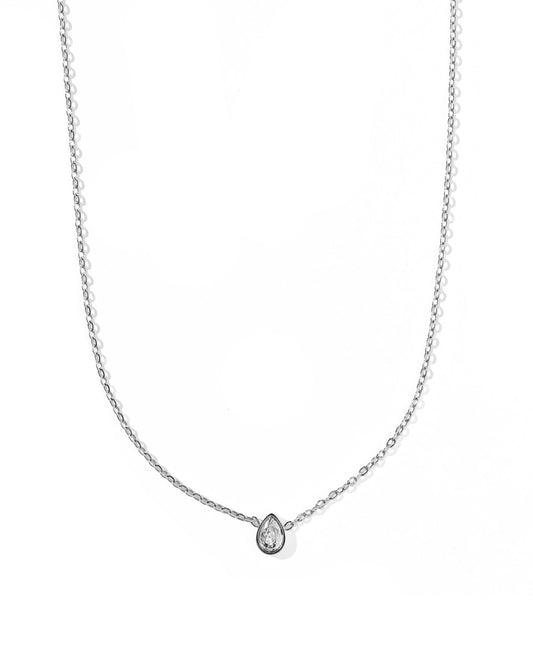 Necklace - Paloma Pear Drop Silver - Shop LINNY CO